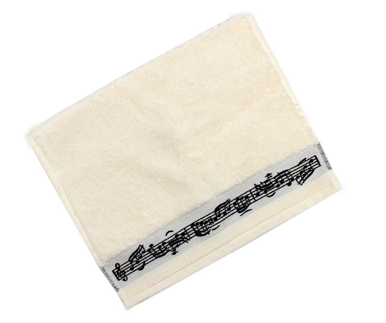 mugesh Handtuch Gästehandtuch Notenmotiv creme, für Musiker