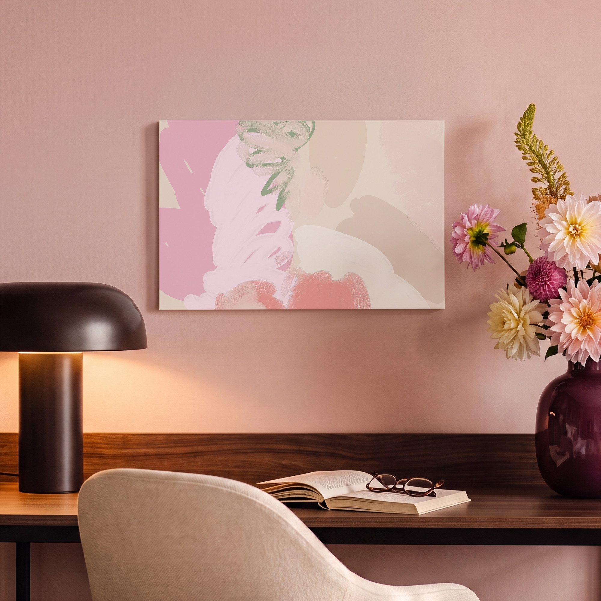 OneMillionCanvasses® Leinwandbild Rosa - Kunst - Abstrakt - Modern, Fotodruck (1 St), Boho Style Deko Wand, Bohemian Wanddeko Bilder, 20x30 cm – Bild 4 von 5