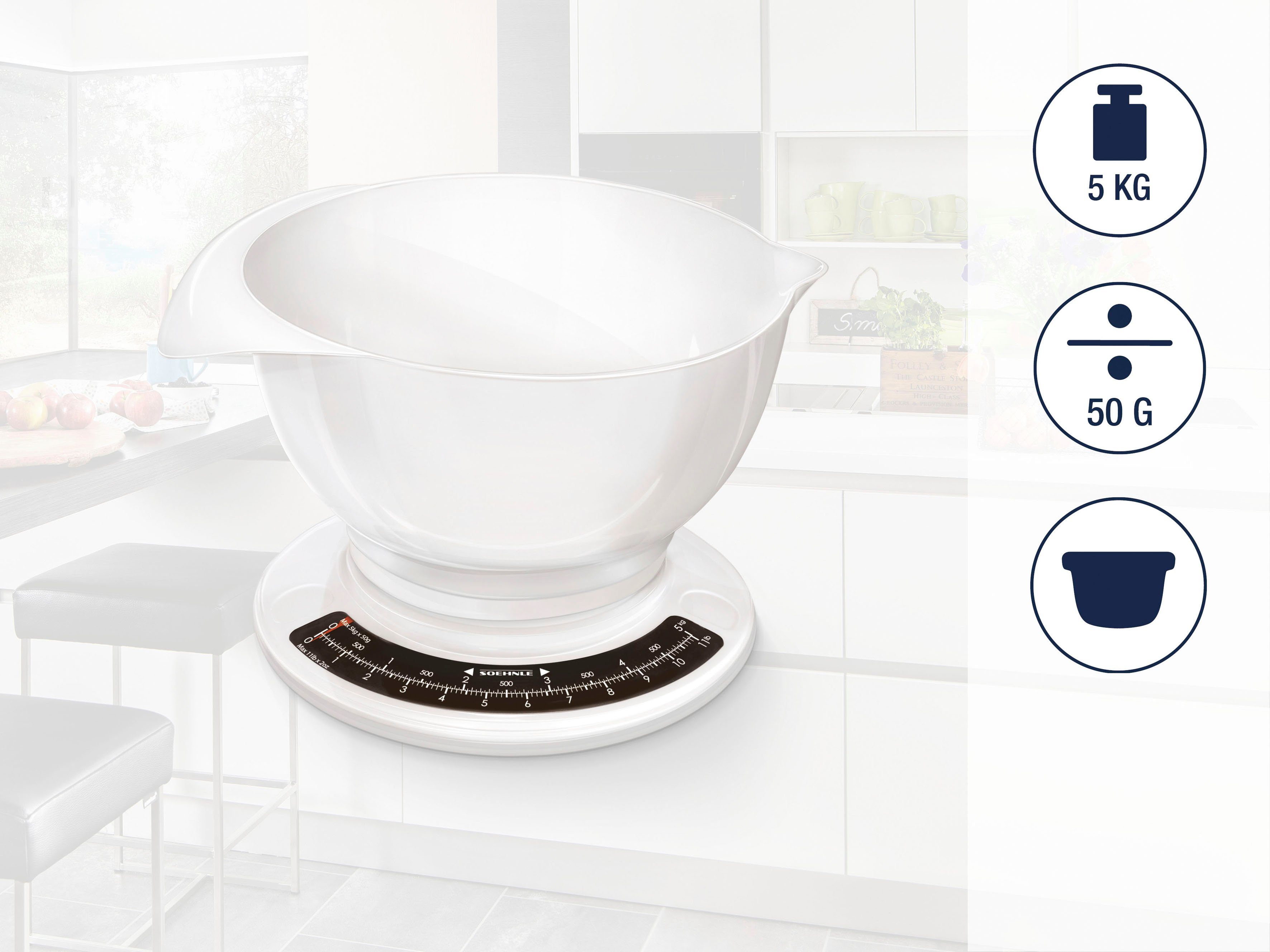 Soehnle Küchenwaage Culina Pro, (2-tlg), mit großer Rührschüssel