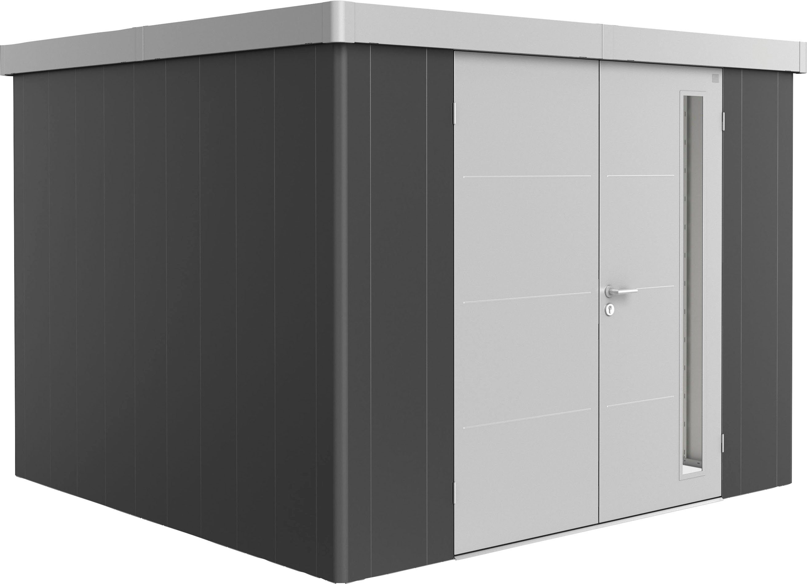 Biohort Gerätehaus Neo 3C Design: 3.1, BxT: Lichtband Tür glatte Variante elegantes und Modernes der cm, in Metall, 292x292 Wandoberfläche