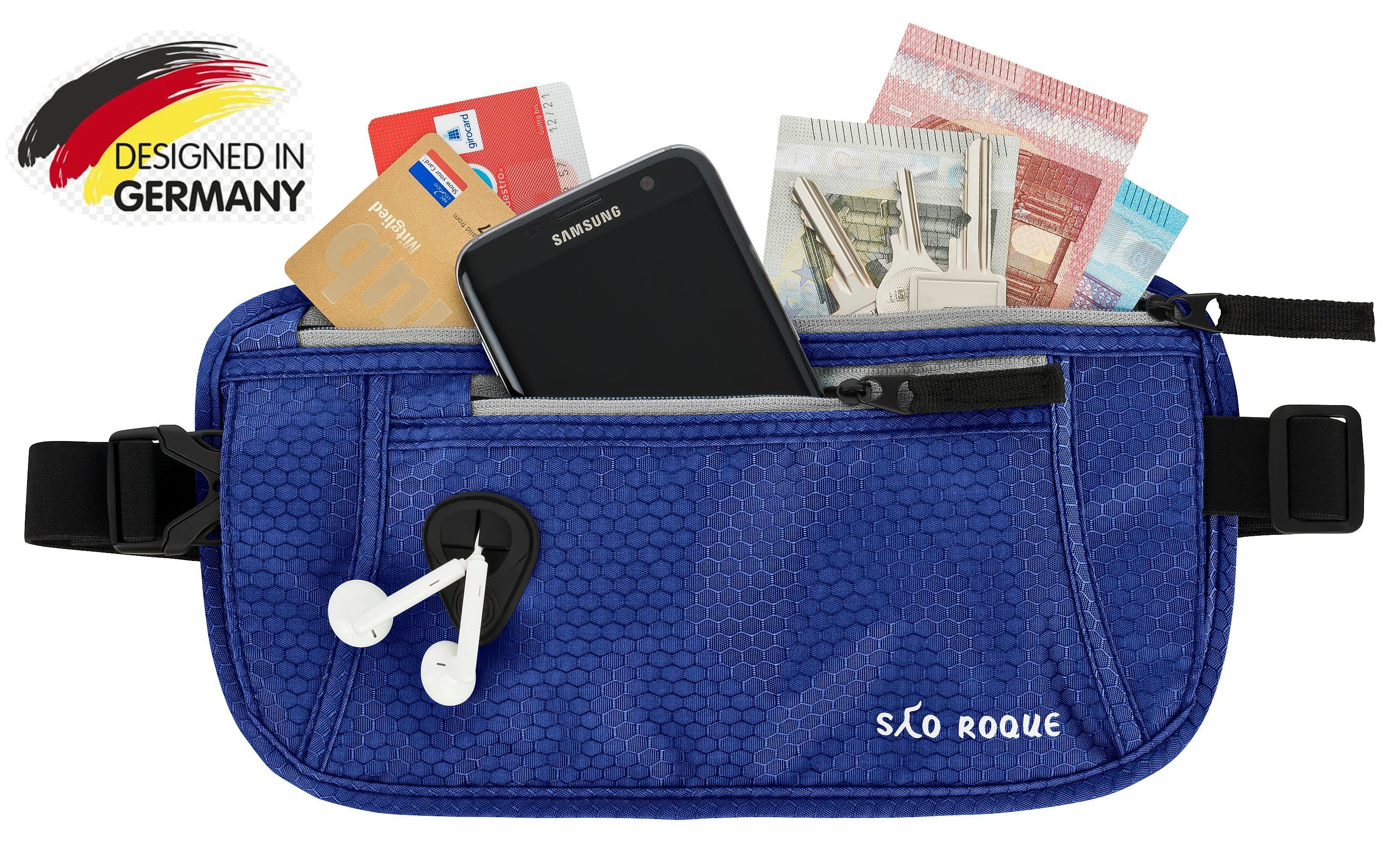 SAO ROQUE Bauchtasche Damen Herren Bauchtasche, RFID Blocker Gürteltasche, flach, Vegan, ultraflach, schweiß- und wasserfest, ultraleicht