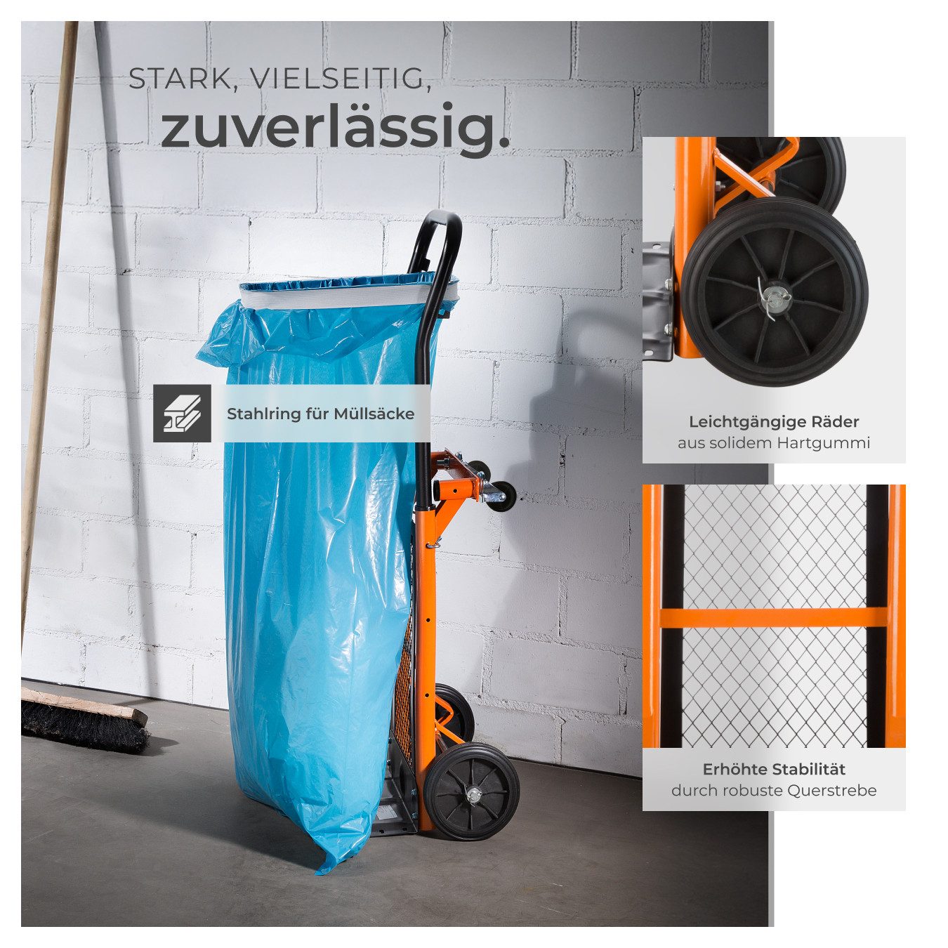 tectake Universal Sack Truck, load capacity up to 80 kg, handle height adjustable in three stages (78.5 cm to 100 cm)