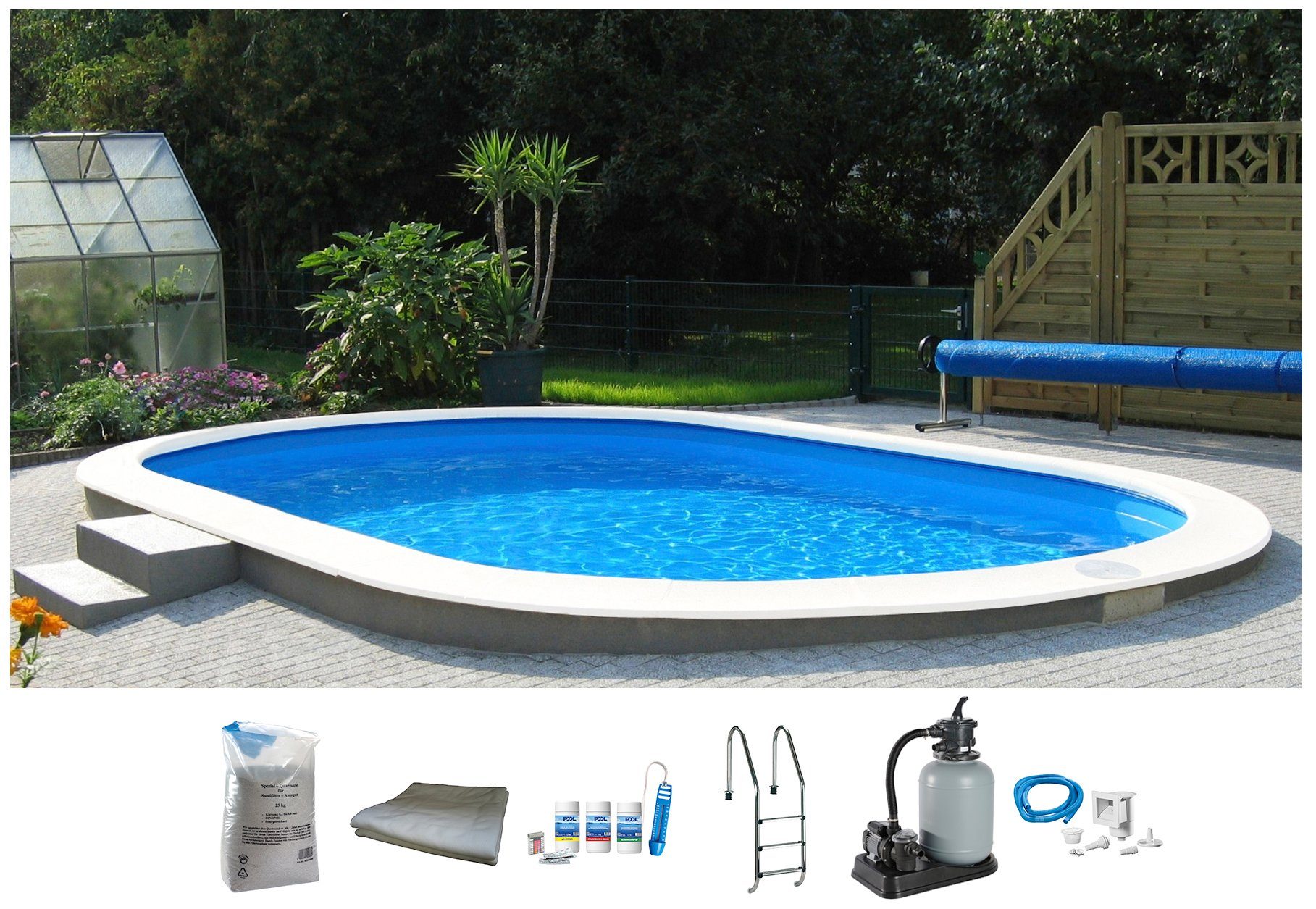 Ovalpool PREMIUM mit blauer Innenfolie