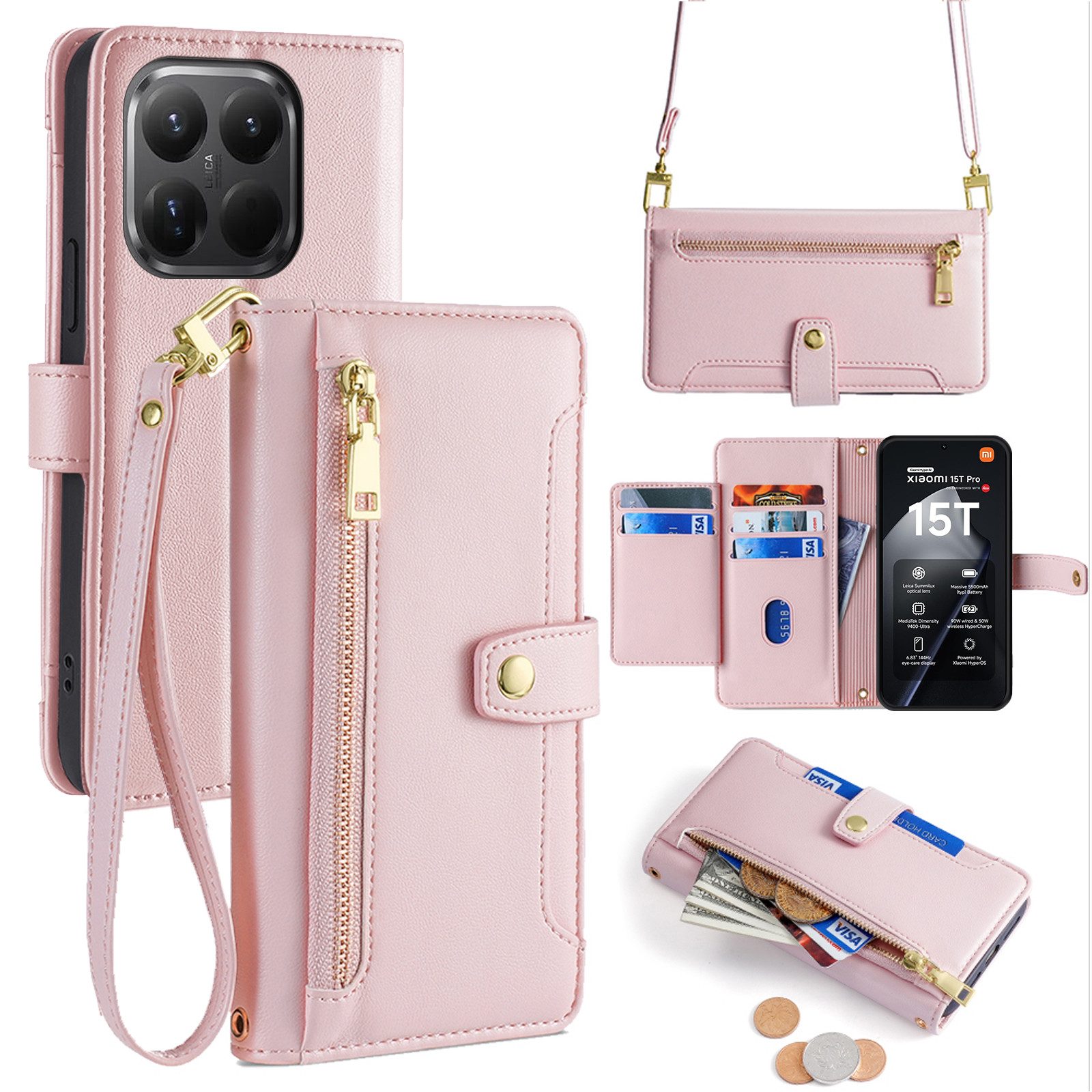 betterfon Handykette für Xiaomi Hülle mit Band PU Leder Umhängetasche, Hände frei - mit Silikonhülle & Schnur für flexiblen Alltag