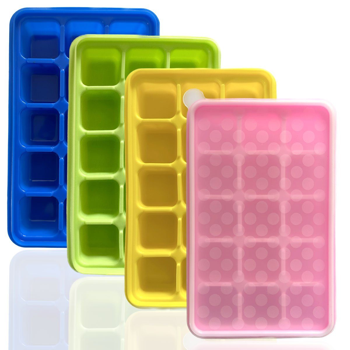 mixed24 Eiswürfelform 4er Set bunte Формы для кубиков льда aus Silikon inkl. Deckel, (4-tlg)