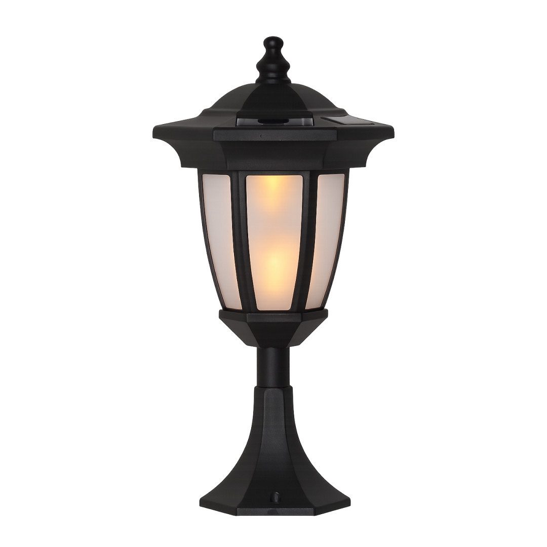 STAR TRADING LED Solarleuchte Flame, Solar Laterne,Flame' in Schwarz, 3 in 1, Dämmerungssensor, tanzende L