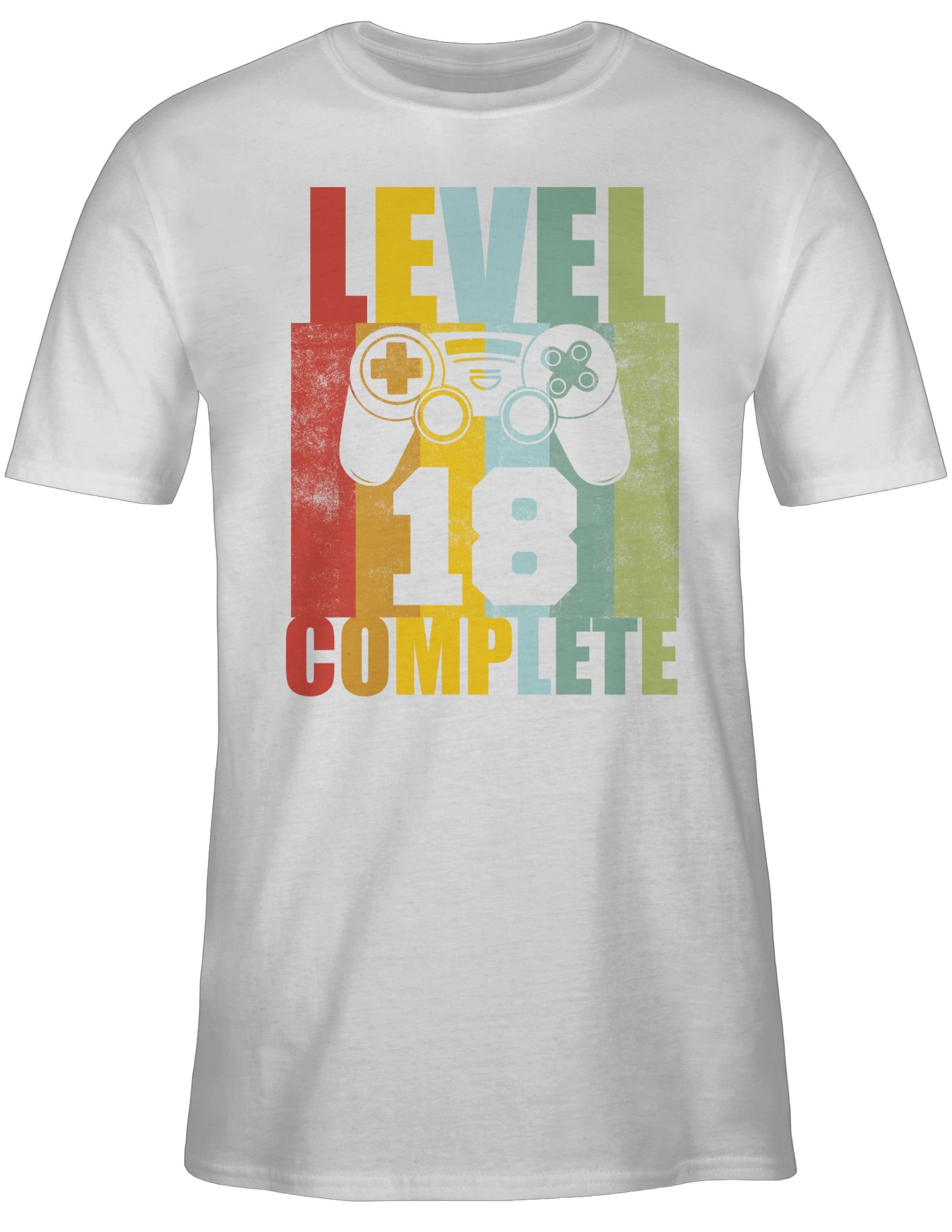 Shirtracer T-Shirt Level Eighteen complete 03 Weiß Geburtstag 18. Vintage