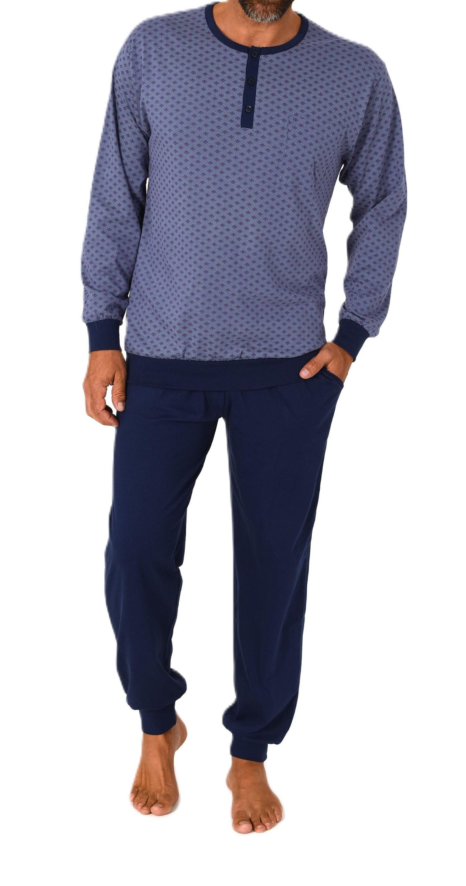 Normann Pyjama Normann Herren Schlafanzug lang mit Bündchen Pyjama in edler günstig online kaufen