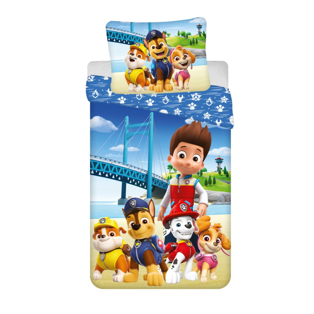 Jerry Fabrics Kinderbettwäsche Paw Patrol Set für Kinderbett 140 x 200 cm + 70 x 90 cm 100% Baumwolle, Baumwolle
