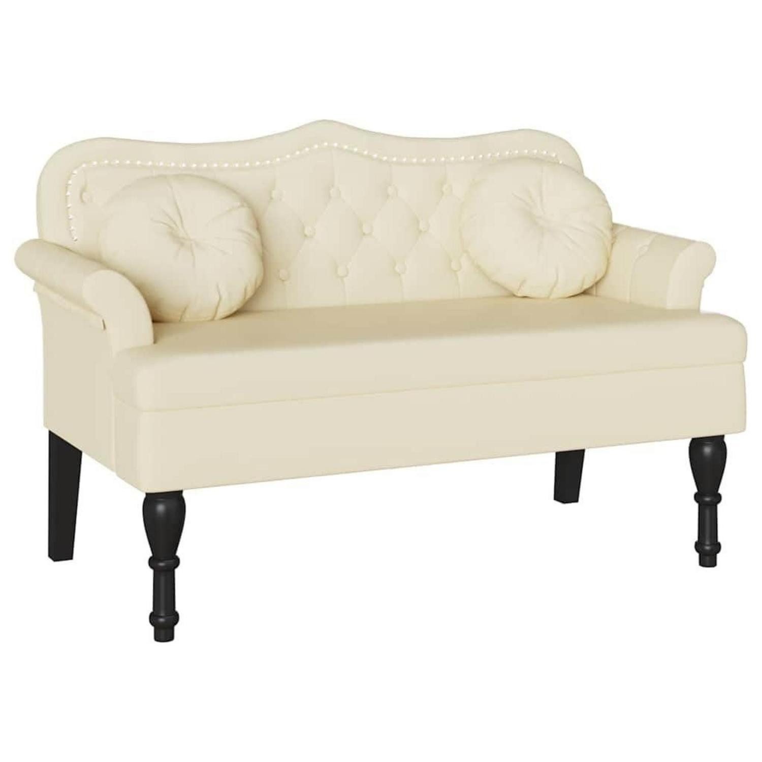 LuxusKollektion Polsterbank Sitzbank mit Rückenlehne Creme 120.5cm Kunstleder (1-St)