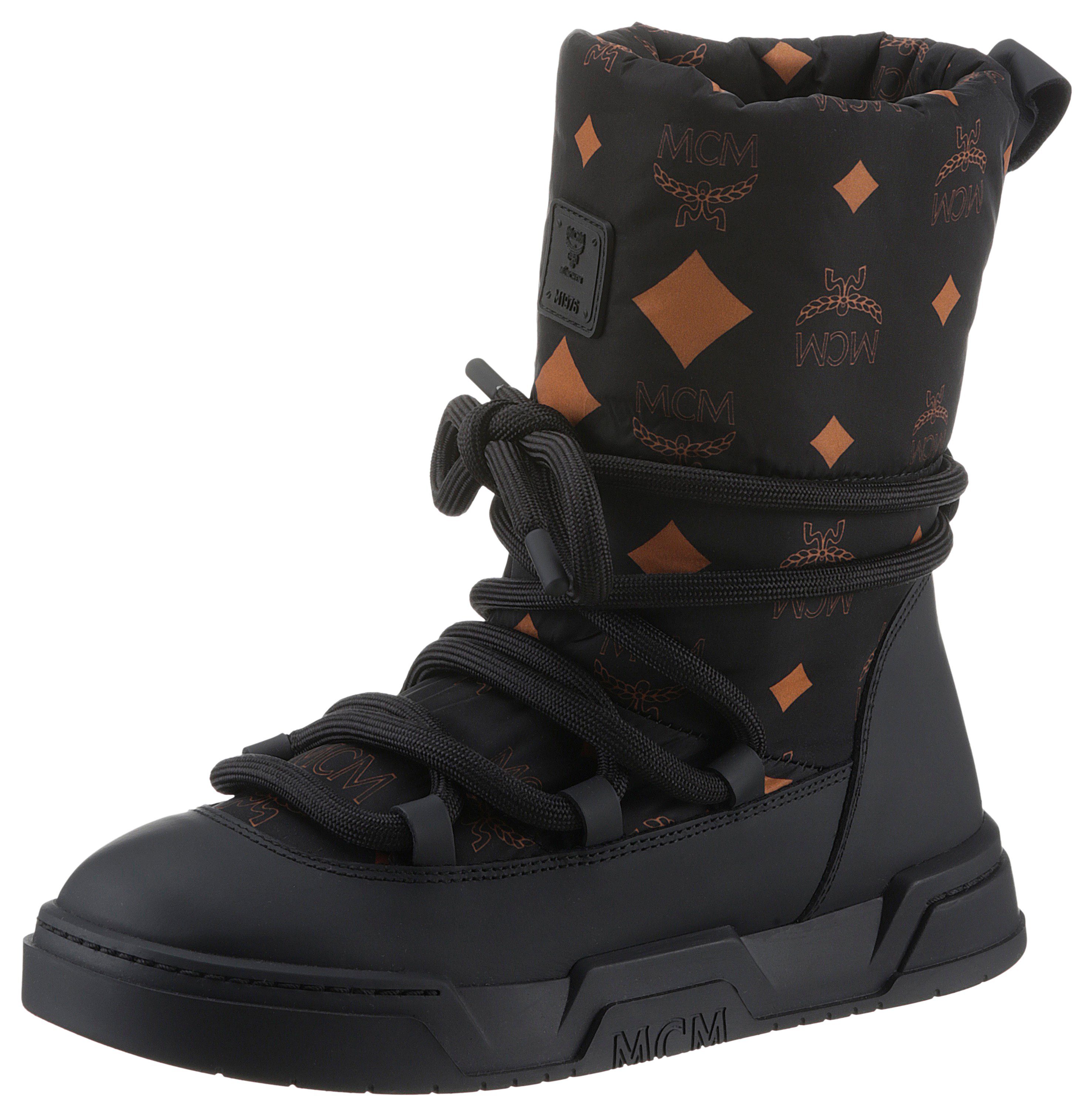 MCM SKYWARD ANKLE BOOTS Schnürboots mit Monogramm-Print