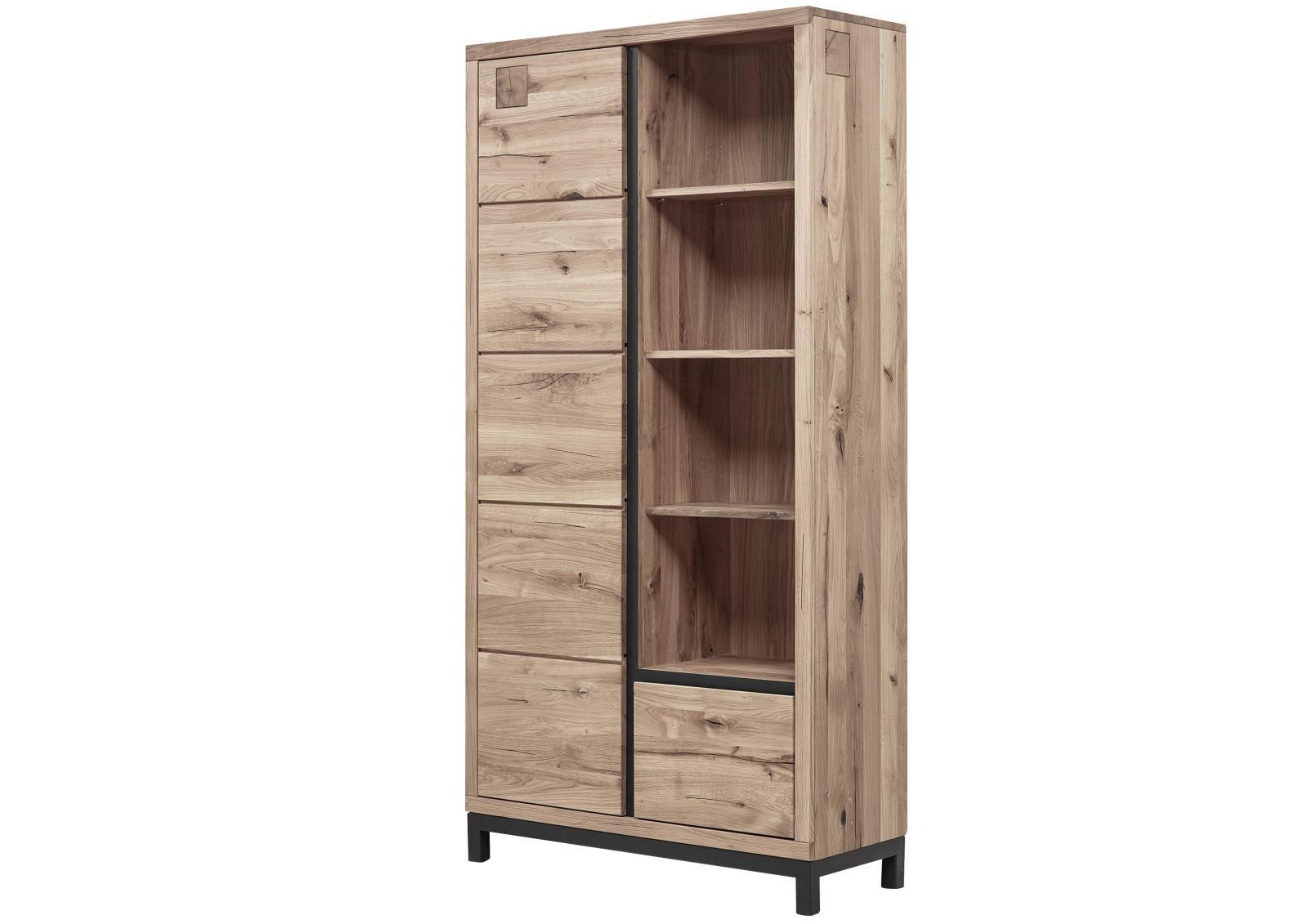 Massivmoebel24 Bücherregal VILLANDERS, 1-tlg., Bücherregal Wildeiche 100x40x200 bianco geölt VILLANDERS #239