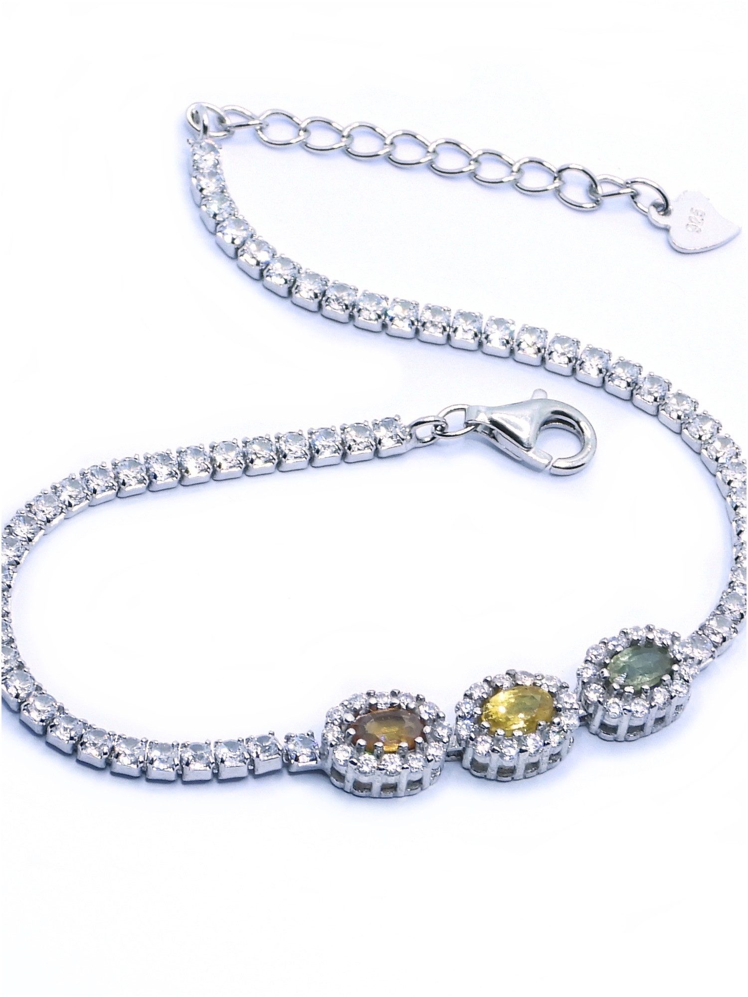Tennisarmband echter Saphir Armband 925 Sterling-Silber mit Edelsteine