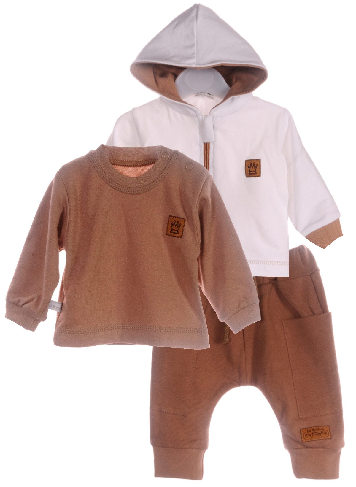 La Bortini Freizeitanzug Langarmshirt Hose Kapuzenjacke Baby und Kinder Anzug 3Tlg (Anzug 3-teilig), neutral, unisex, 50 56 62 68 74 80 86