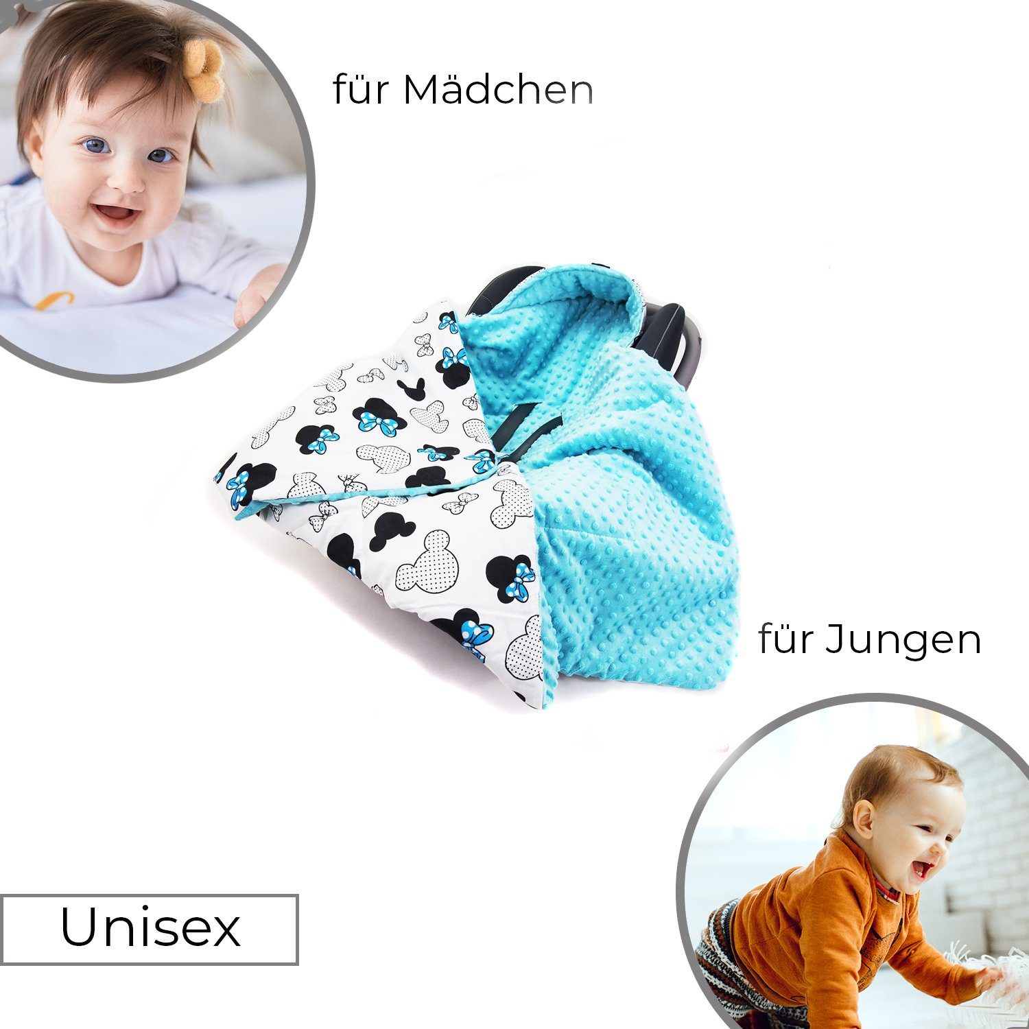 Einschlagdecke Doppelseitige Einschlagdecke 90x90 cm Babydecke Mickey Mouse günstig online kaufen