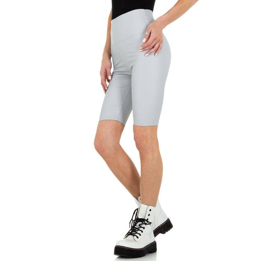 Ital-Design Hotpants Shorts Hellgrau Damen Waist in Stretch Shorts Sport High