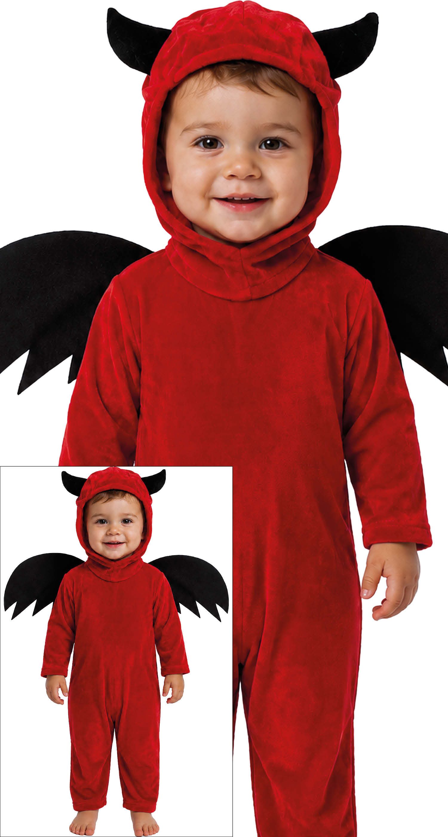 Fiestas Guirca Kostüm, Dämonisches Halloween Kostüm Flügel Rot Teufel Kapuze Horn