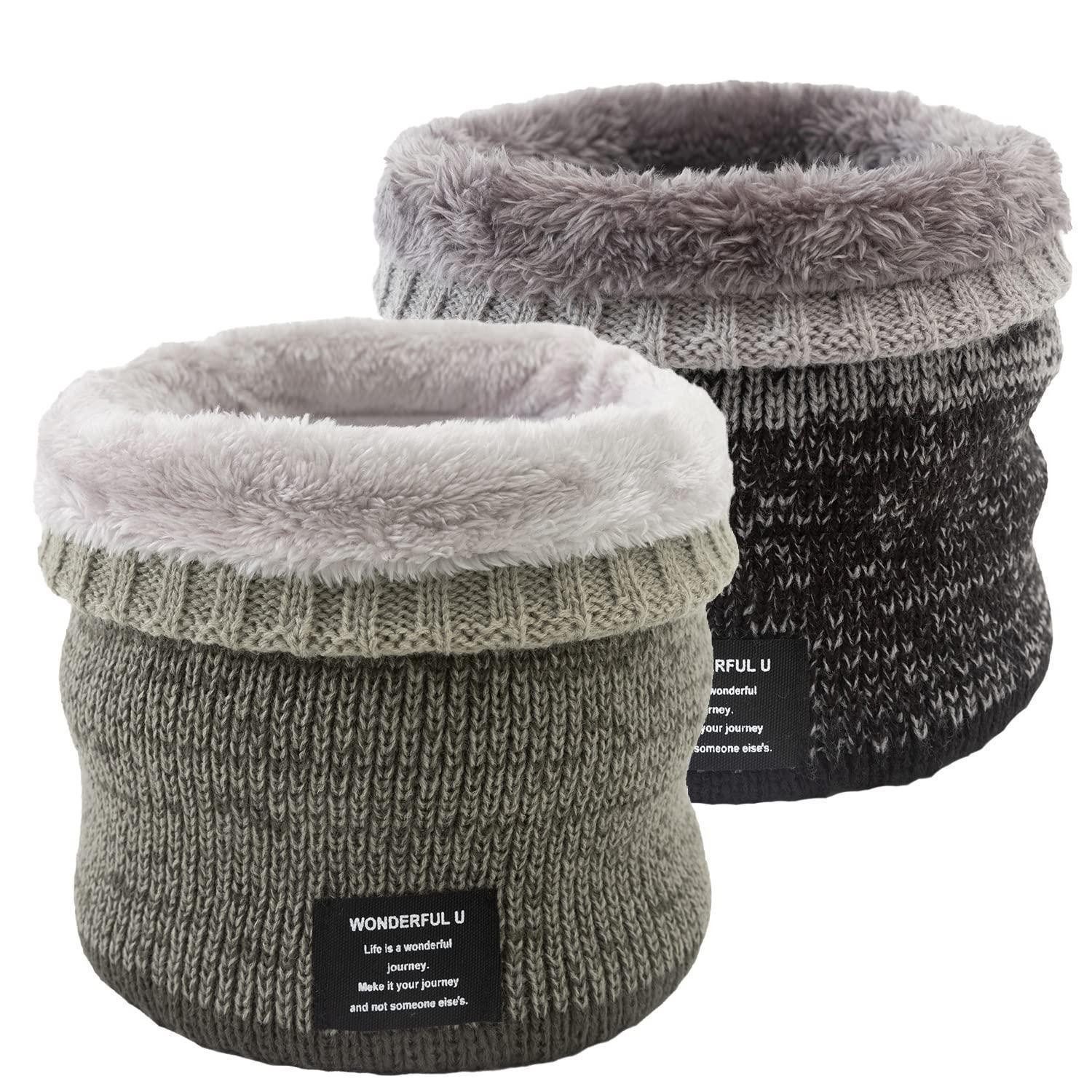 LuxusKollektion Loop Schlauchschal Fleece 2er-Set Grau