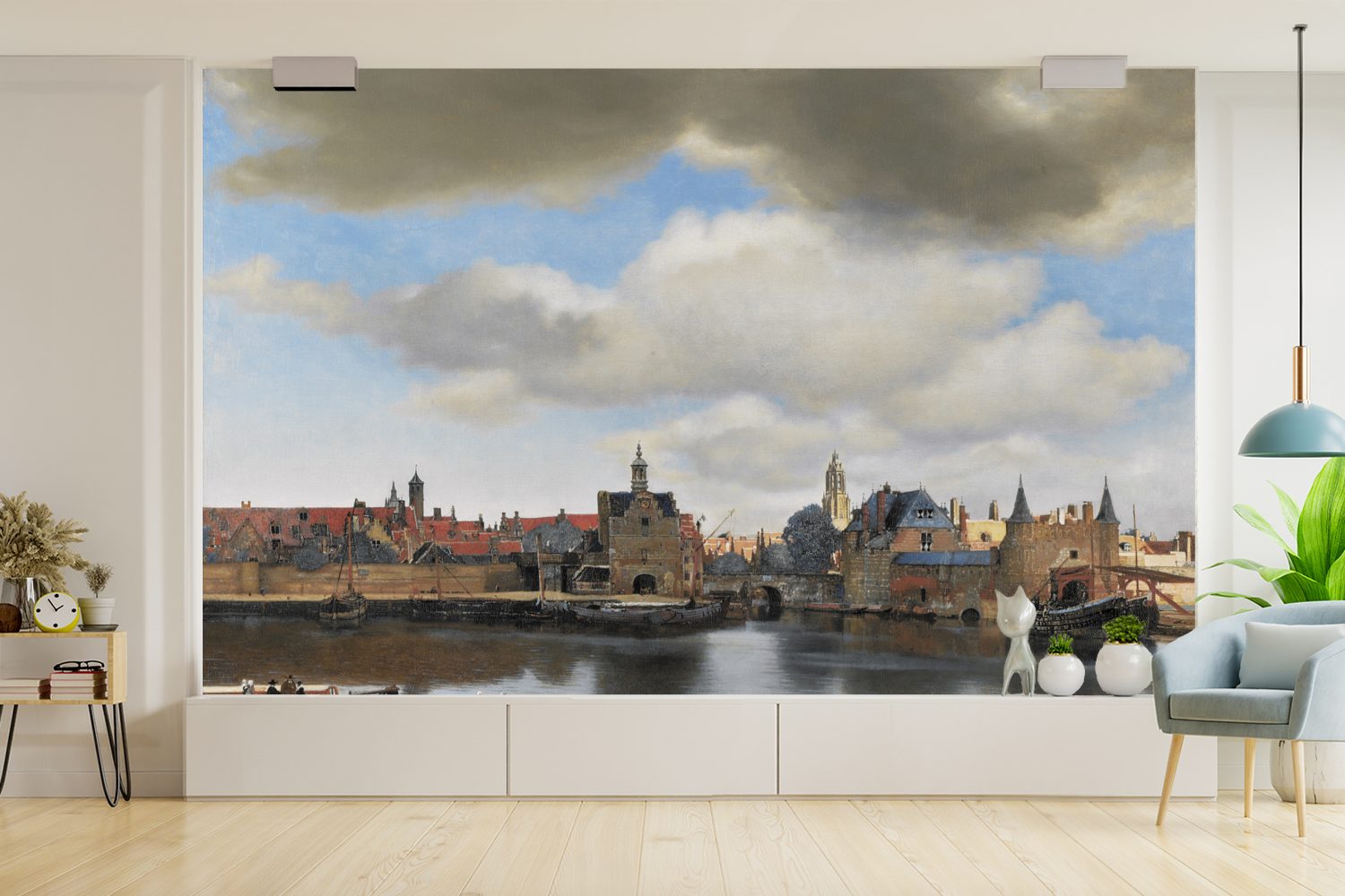 bedruckt, Matt, Delft Wohnzimmer Vliestapete für Vermeer, von Ansicht Schlafzimmer St), Gemälde (5 Küche, Fototapete MuchoWow von Fototapete Johannes -