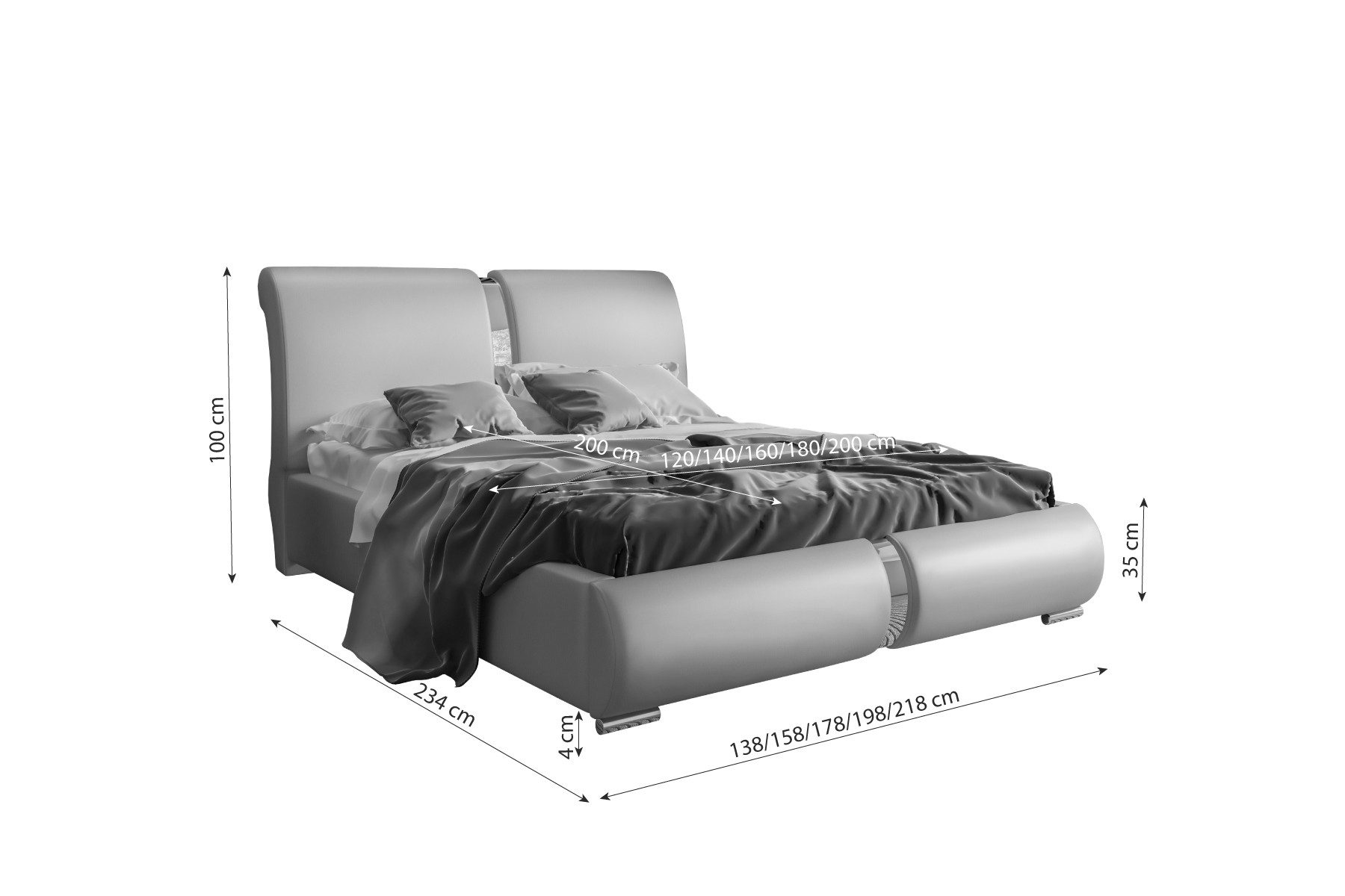 99rooms Polsterbett Lourdes (Schlafzimmerbett, Bett), 120/140/160/180/200 x 200 cm, wahlweise mit Bettkasten, mit Lattenrost