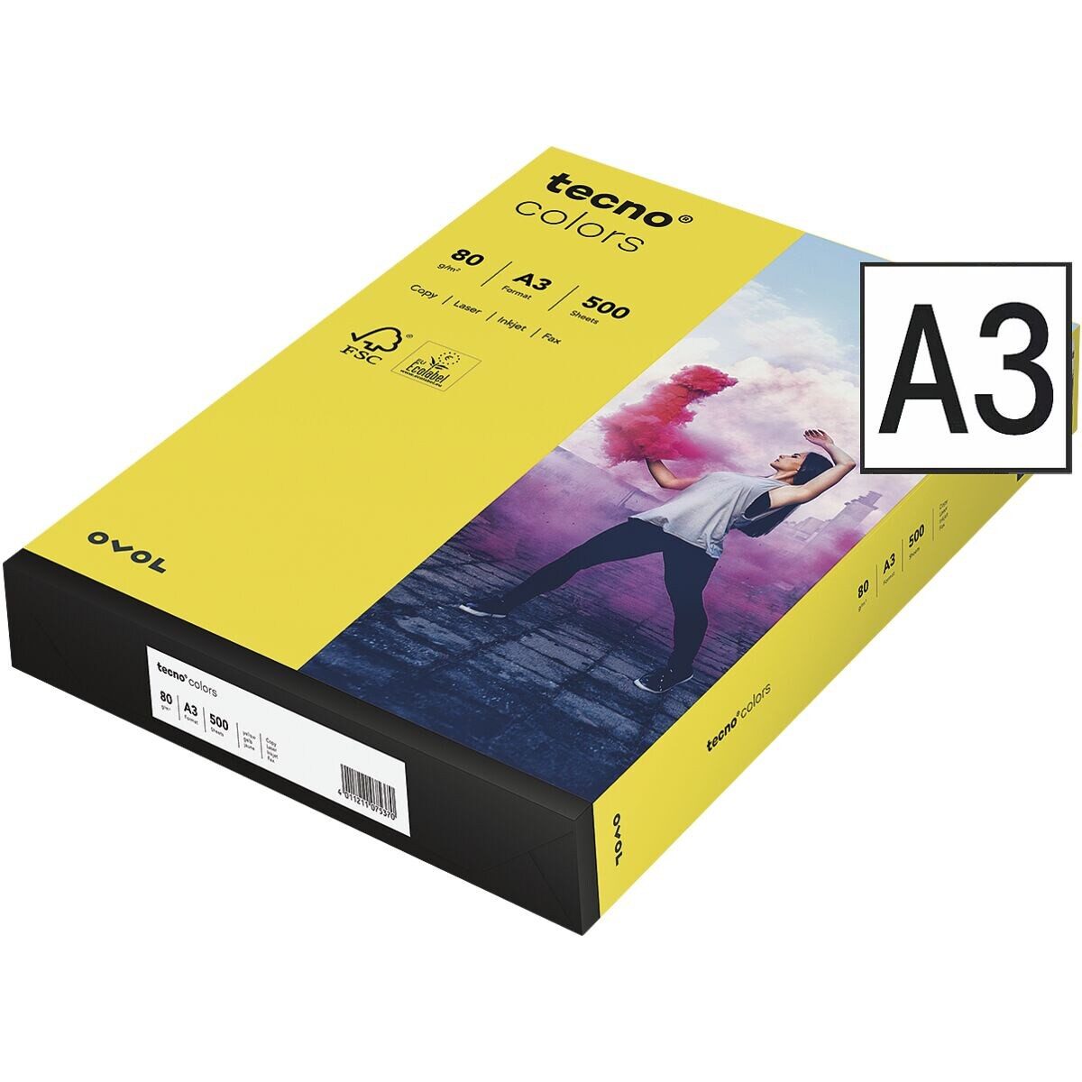 Inapa tecno Druckerpapier Rainbow / tecno Colors, Intensivfarben, Format DIN A3, 80 g/m², 500 Blatt