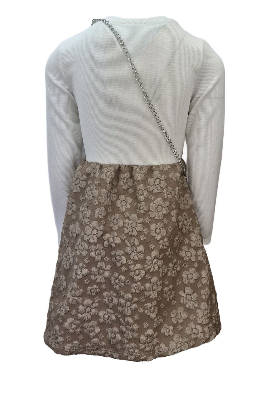Girls Fashion 2-in-1-Kleid Mädchen Kleid mit Langarmshirt und Tasche K9751e