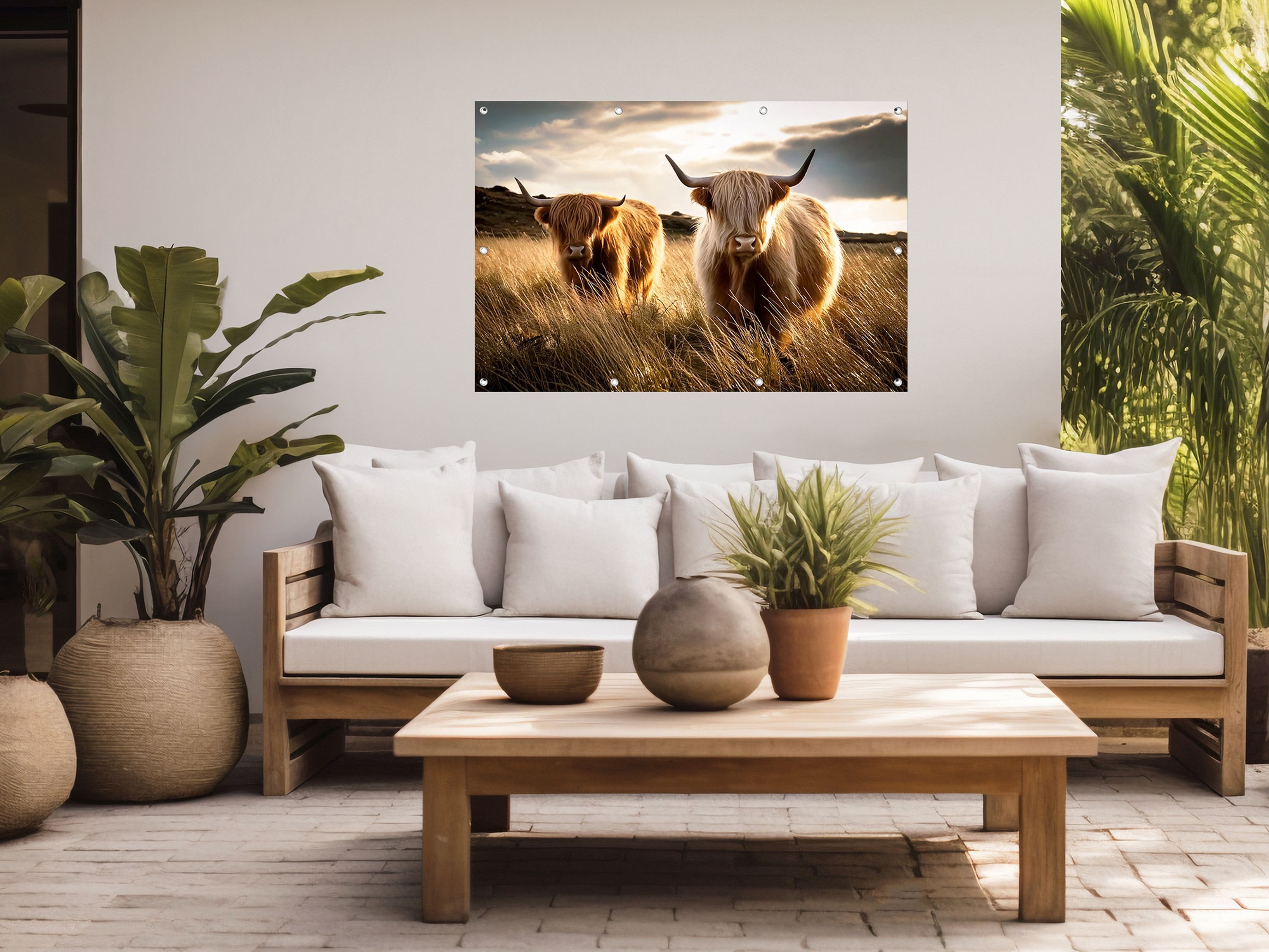 artissimo Poster XXL Garten-Poster 120x80cm Hochlandrinder Outdoor-Deko, Outdoor-Poster: Hochlandrinder