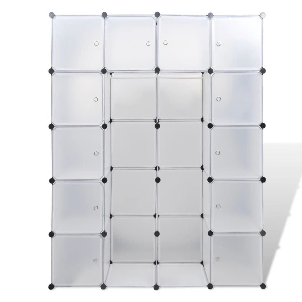furnicato Kleiderschrank Modularer Fächern 37x146x180,5 14 Weiß mit cm Schrank