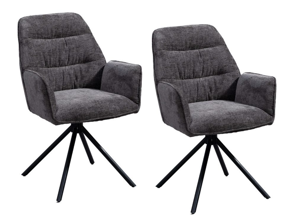 WOLF MÖBEL Esszimmerstuhl SEBA Drehstuhl Basa 180° anthrazit - mit Rückstellfunktion, 2er SET (60x63x88), SEBA Drehstuhl Basa 180° anthrazit - mit Rückstellfunktion, 2er SET