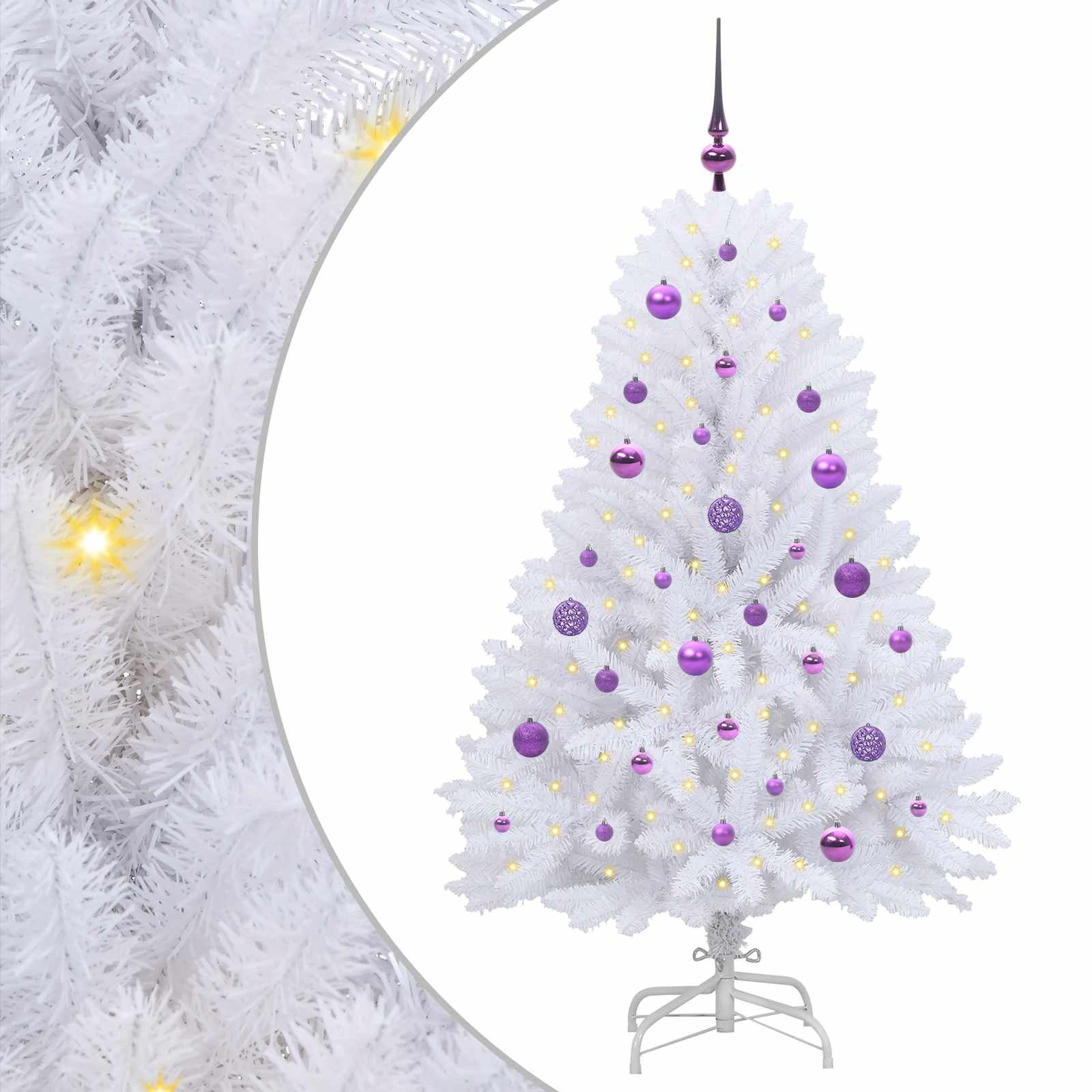 vidaXL Künstlicher Weihnachtsbaum Künstlicher klappbarer Weihnachtsbaum Weiß 150 cm PVC und Stahl