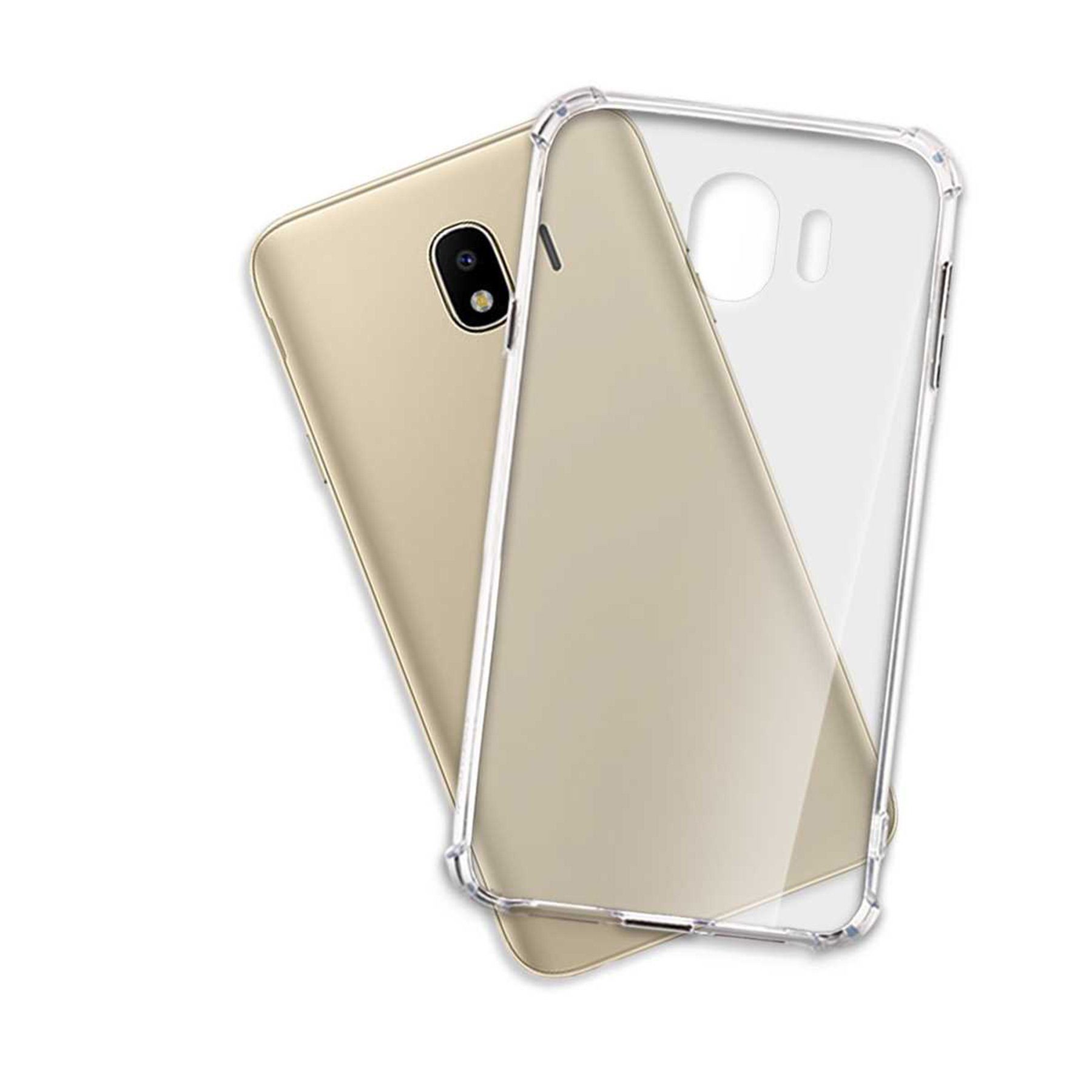 mtb more energy Smartphone-Hülle Clear Armor Case für Samsung Galaxy J4 2018, Transparente TPU Schutzhülle Case Backcover mit Anti-Shock Verstärkung