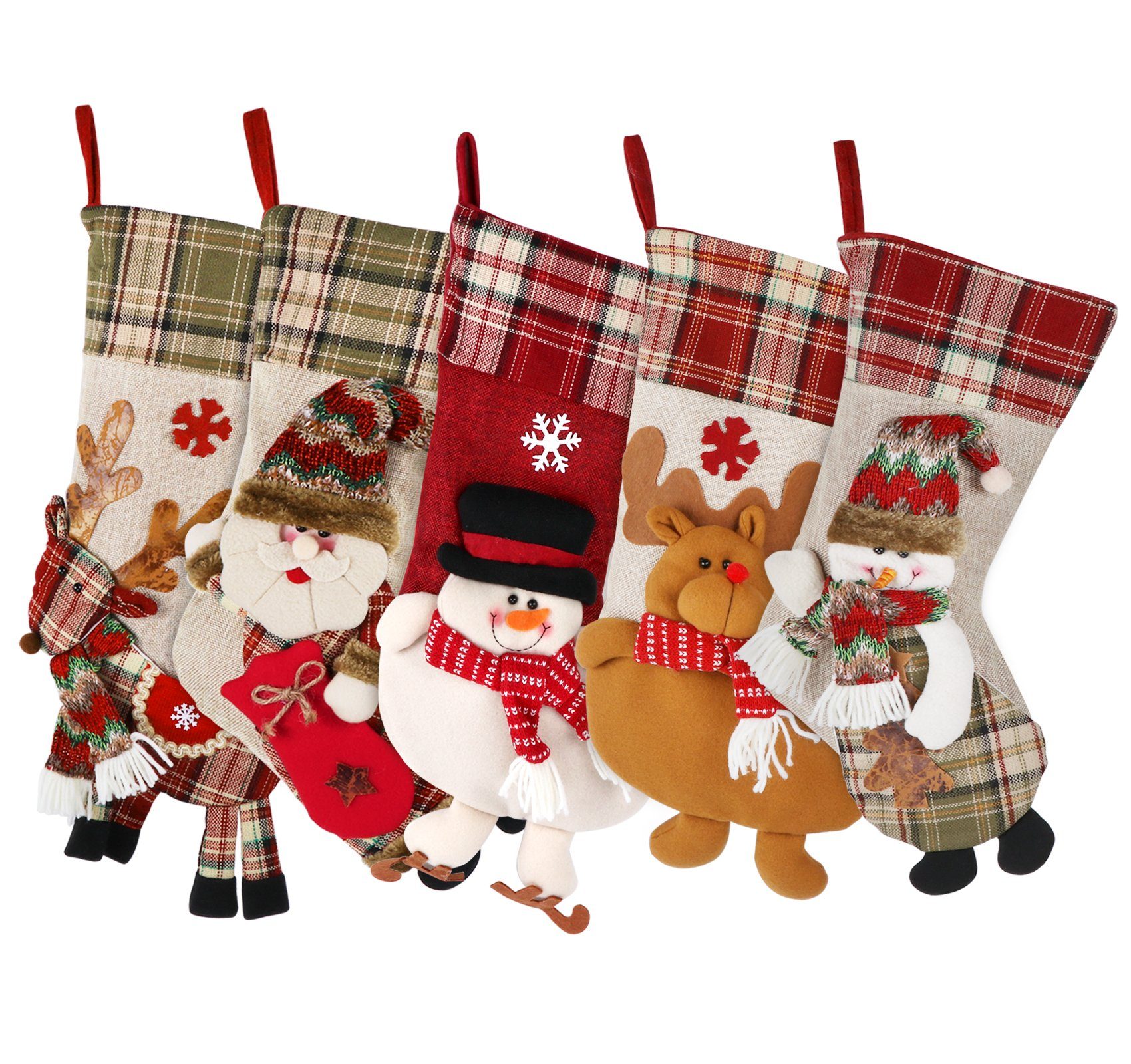 5er Weihnachtsdekor Nikolausstrumpf Geschenktasche Sackleinen Homewit Perfekt Socken (5-tlg), Set Christbaumschmuck Weihnachtsstrumpf