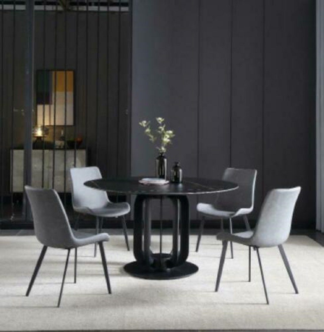 Tische Runder Möbel Luxus JVmoebel Runde Edelstahl Esszimmer Tisch Design Esstisch,