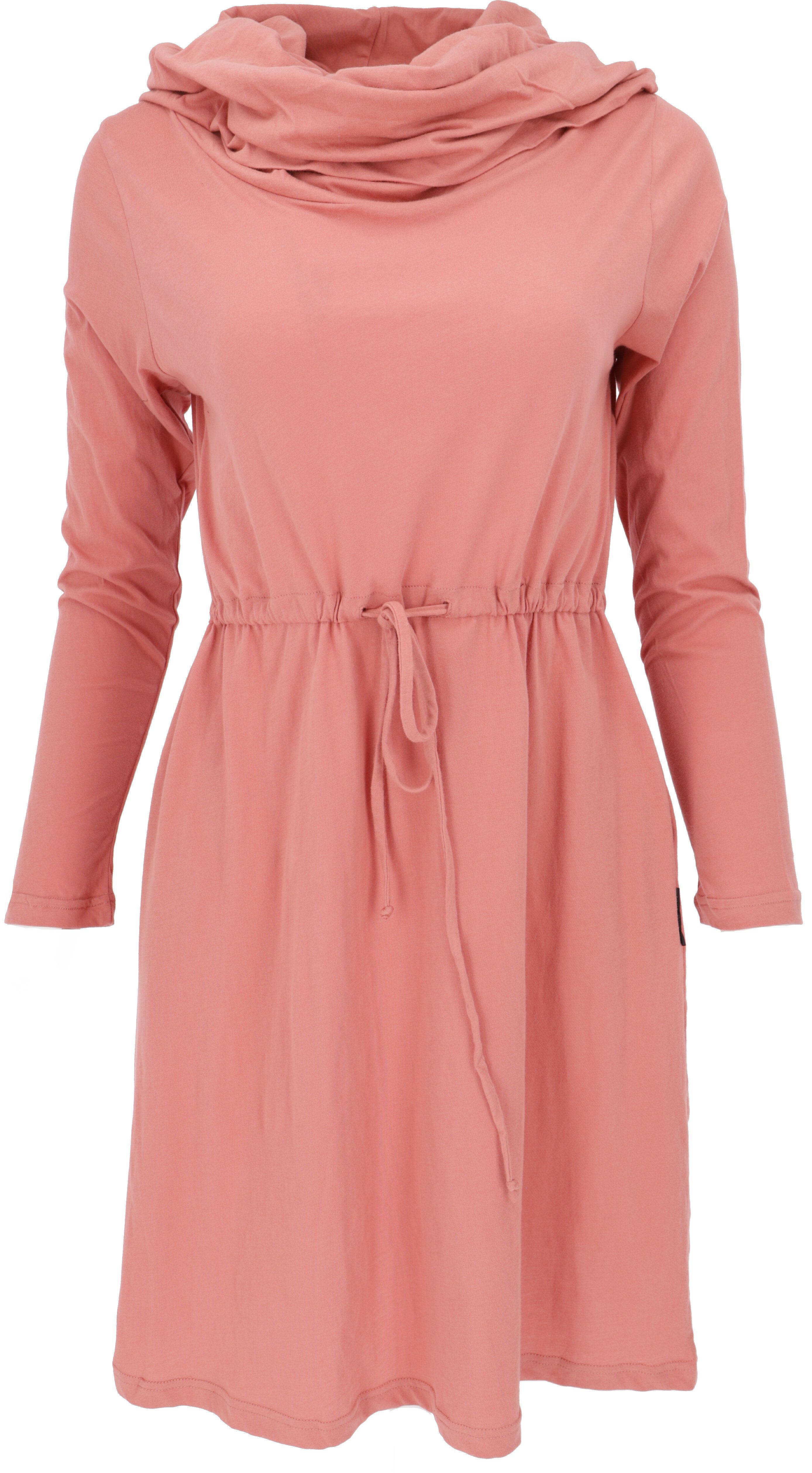 Guru-Shop Midikleid Minikleid aus Bio-Baumwolle mit Schalkapuze und.. alternative Bekleidung