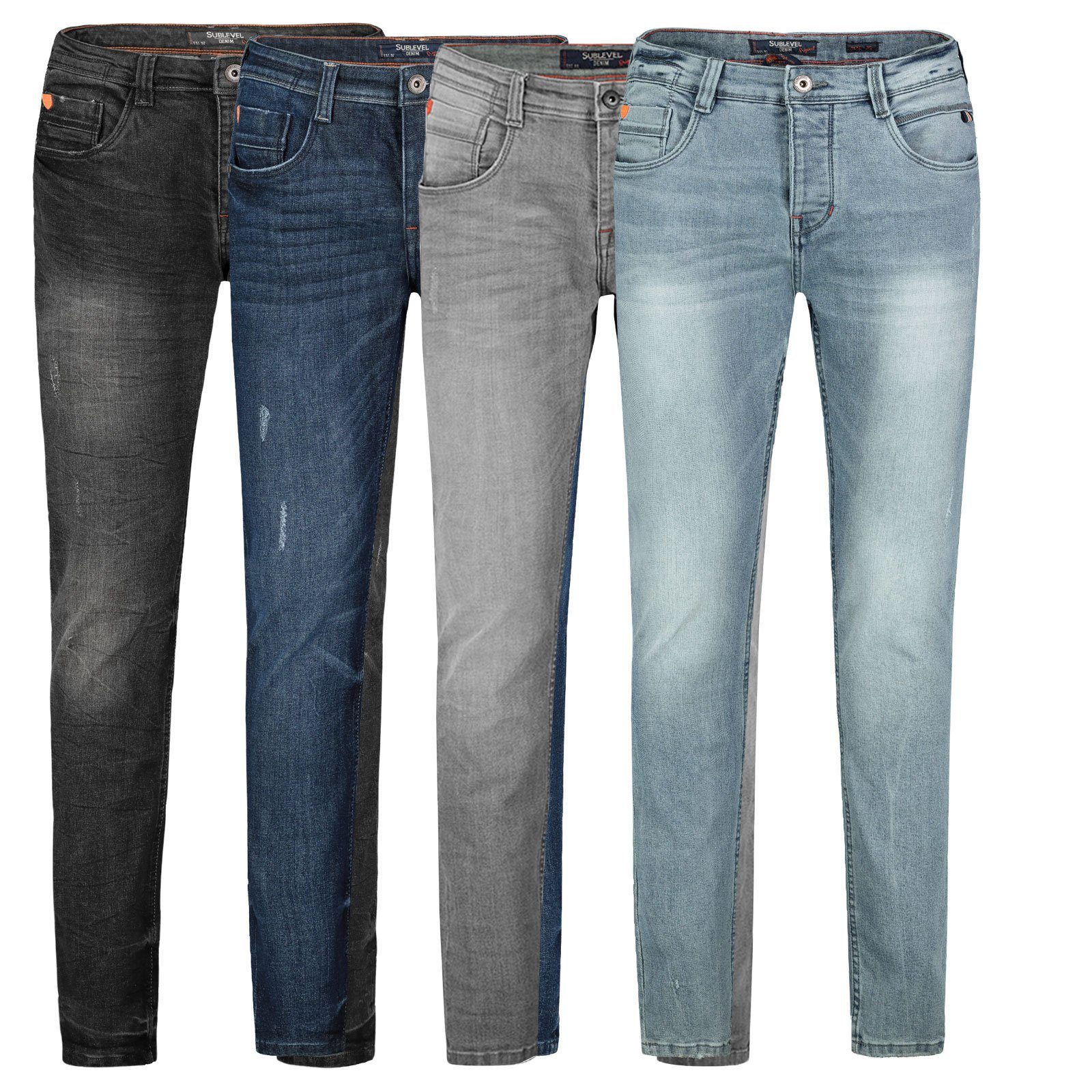 SUBLEVEL Slim-fit-Jeans Sublevel Herren Jeans Hose Basic Stretch Jeanshose Regular Slim Denim