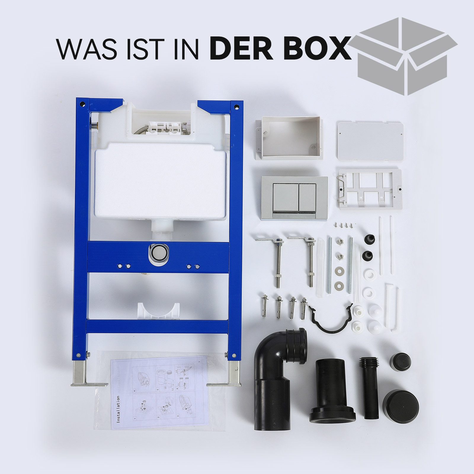 HOROW Vorwandelement WC Unterputz Wand-WC Spülkasten mit betätigungsplatte BH 82cm, Vorwandelement WC, Element für Wand-WC, - 50×12×82 cm – Bild 3 von 5