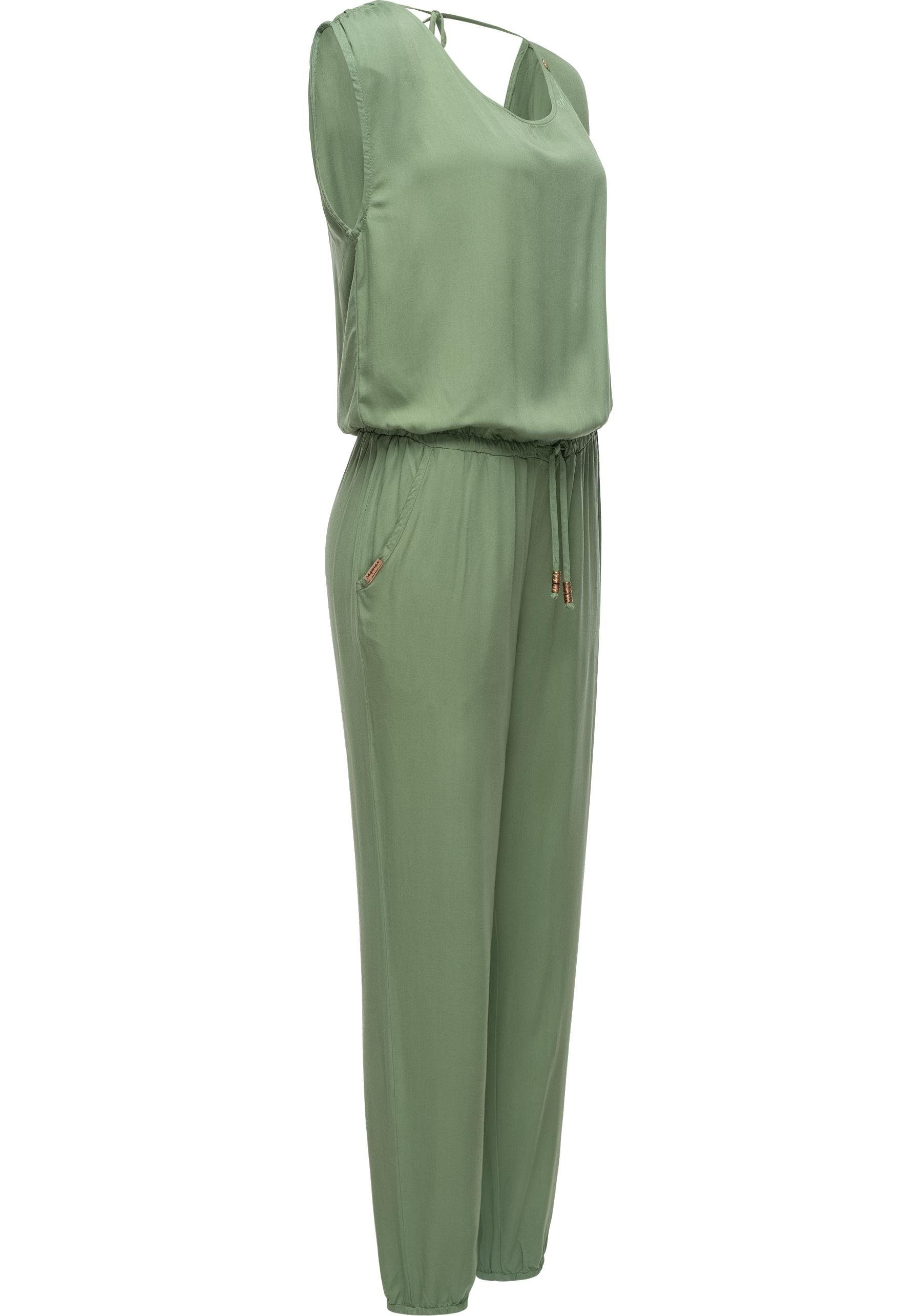 mit langer Noveel schicker, Damen Overall graugrün Ragwear Jumpsuit Bindeband