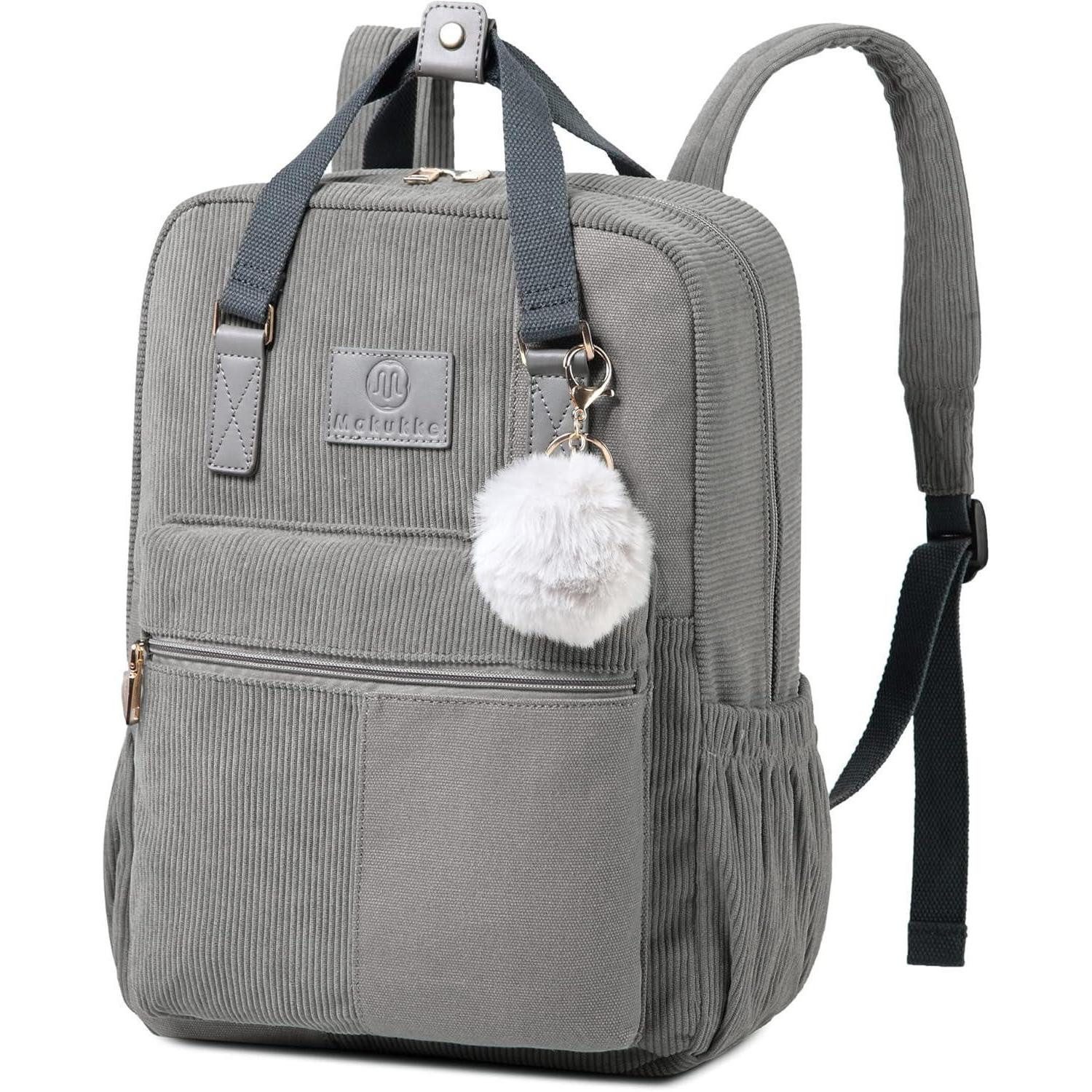 LuxusKollektion Daypack Cord Rucksack Damen Herren Daypack Anti-Theft Tasche Grau