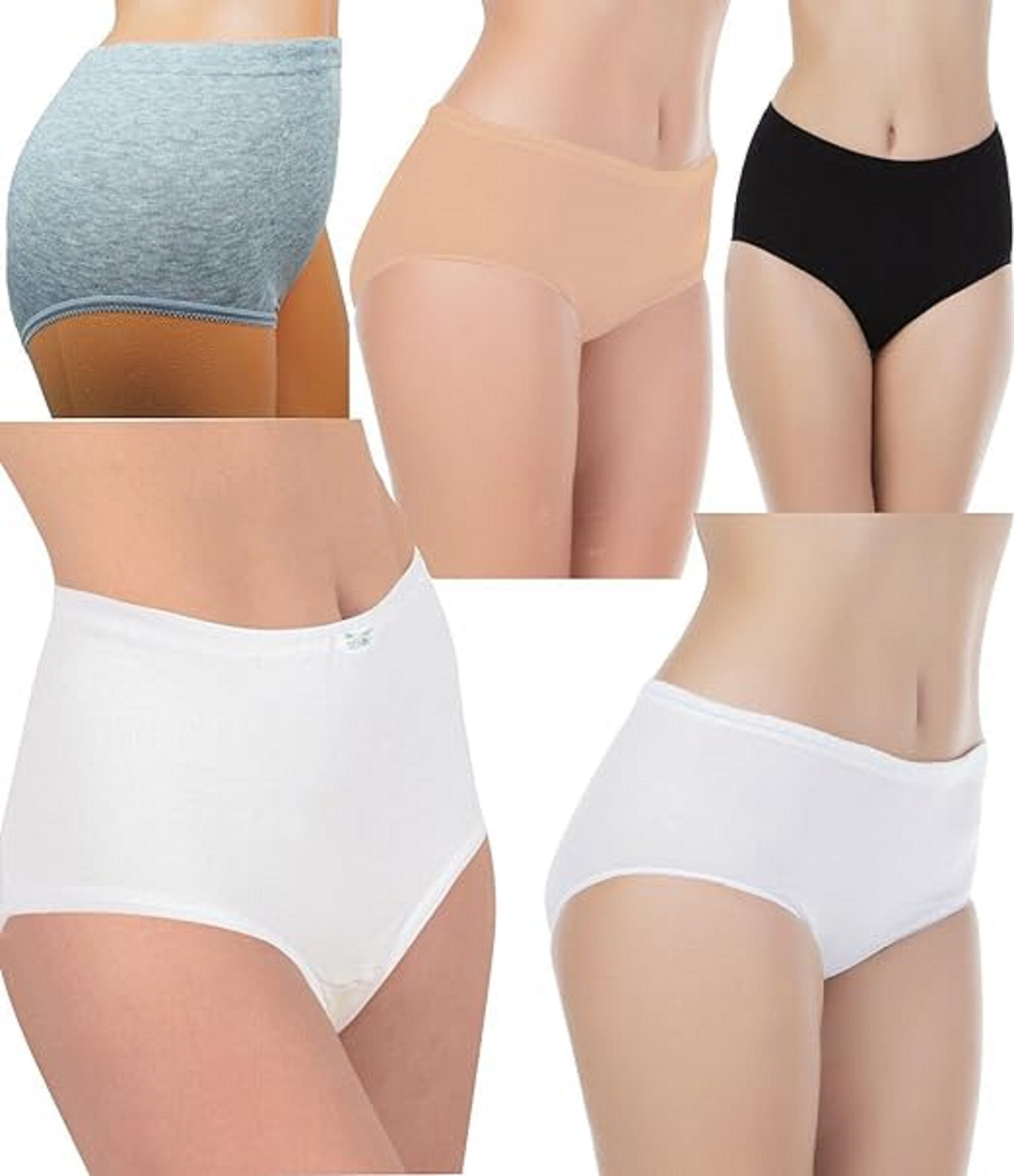 Taillenslip 6 Stück Damen Slips Bikinislip Hüftslip Beige