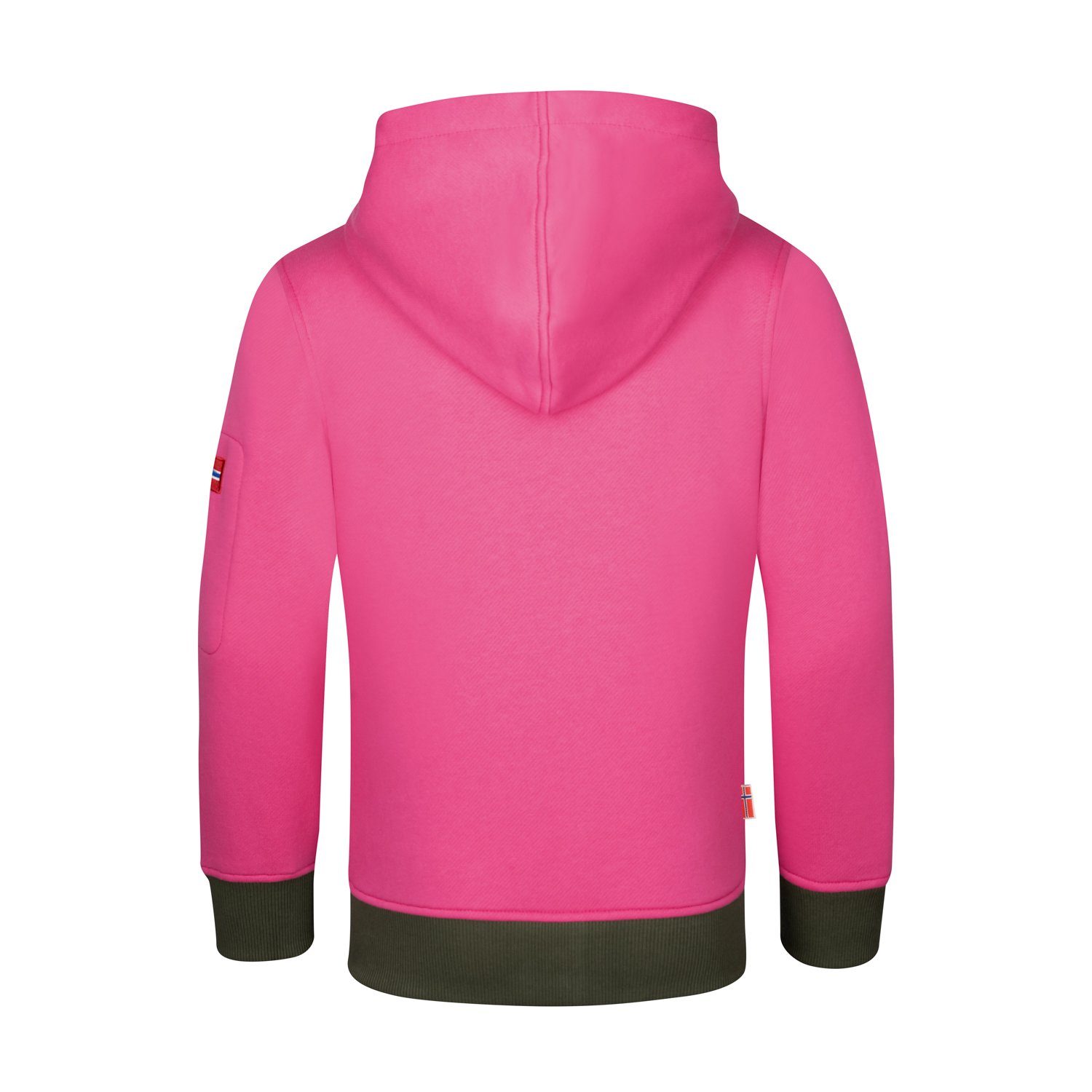 Sortland TROLLKIDS Hoodie Olive Hellmagenta/Dunkle