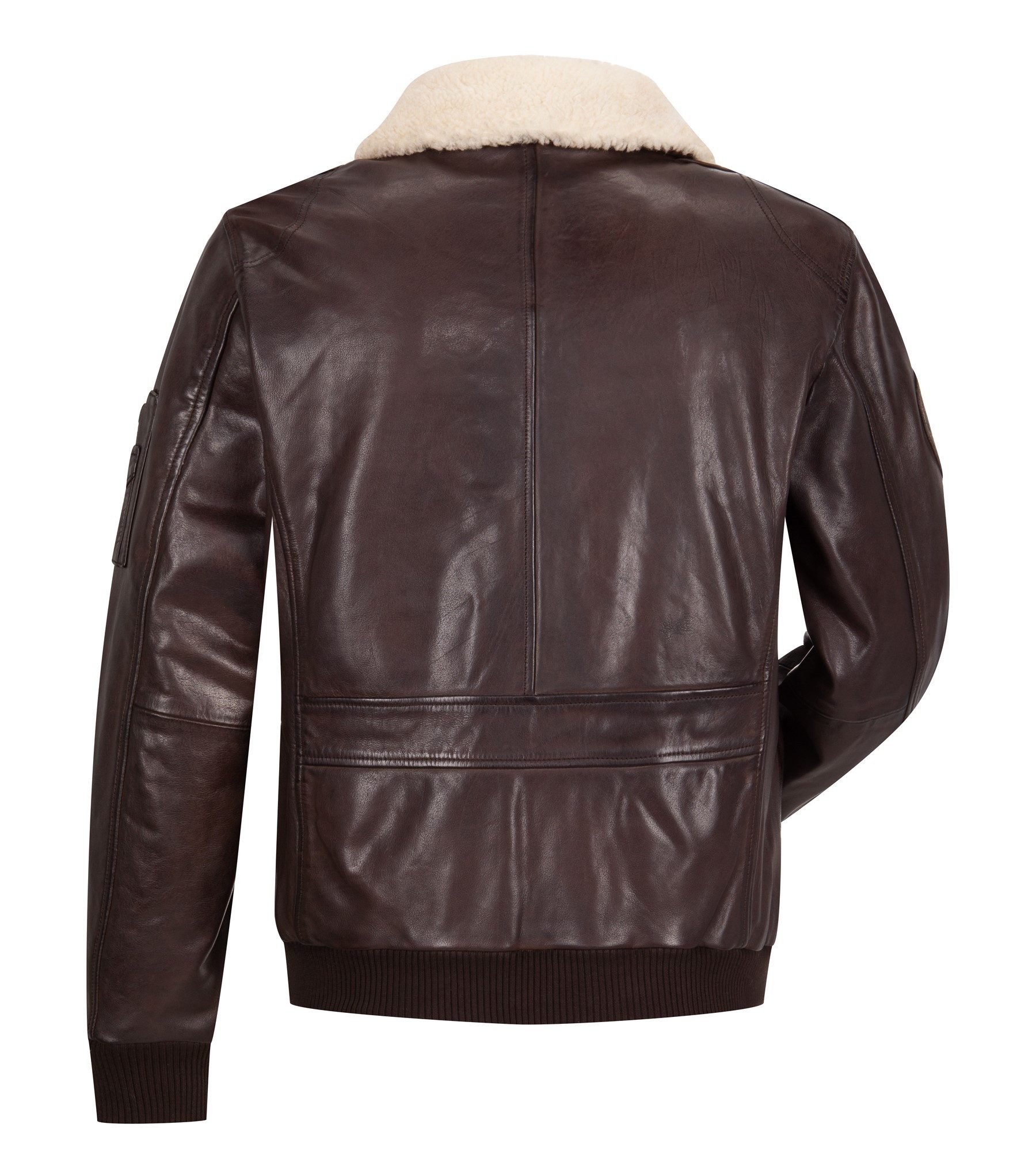 Milestone Lederjacke MSTom with real fur aus Lammleder mit Echt-Lammfell Curly Kragen