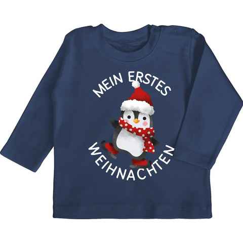 Shirtracer T-Shirt Mein erstes Weihnachten mit Pinguin - weiß Weihnachten Kleidung Baby