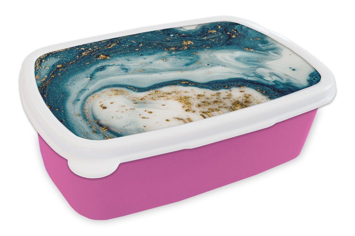 MuchoWow (2-tlg), Gold, Mädchen, Marmor Kinder, Snackbox, - - für Lunchbox rosa Kunststoff, - Kunststoff Glitter Brotbox Farbe Brotdose Erwachsene,
