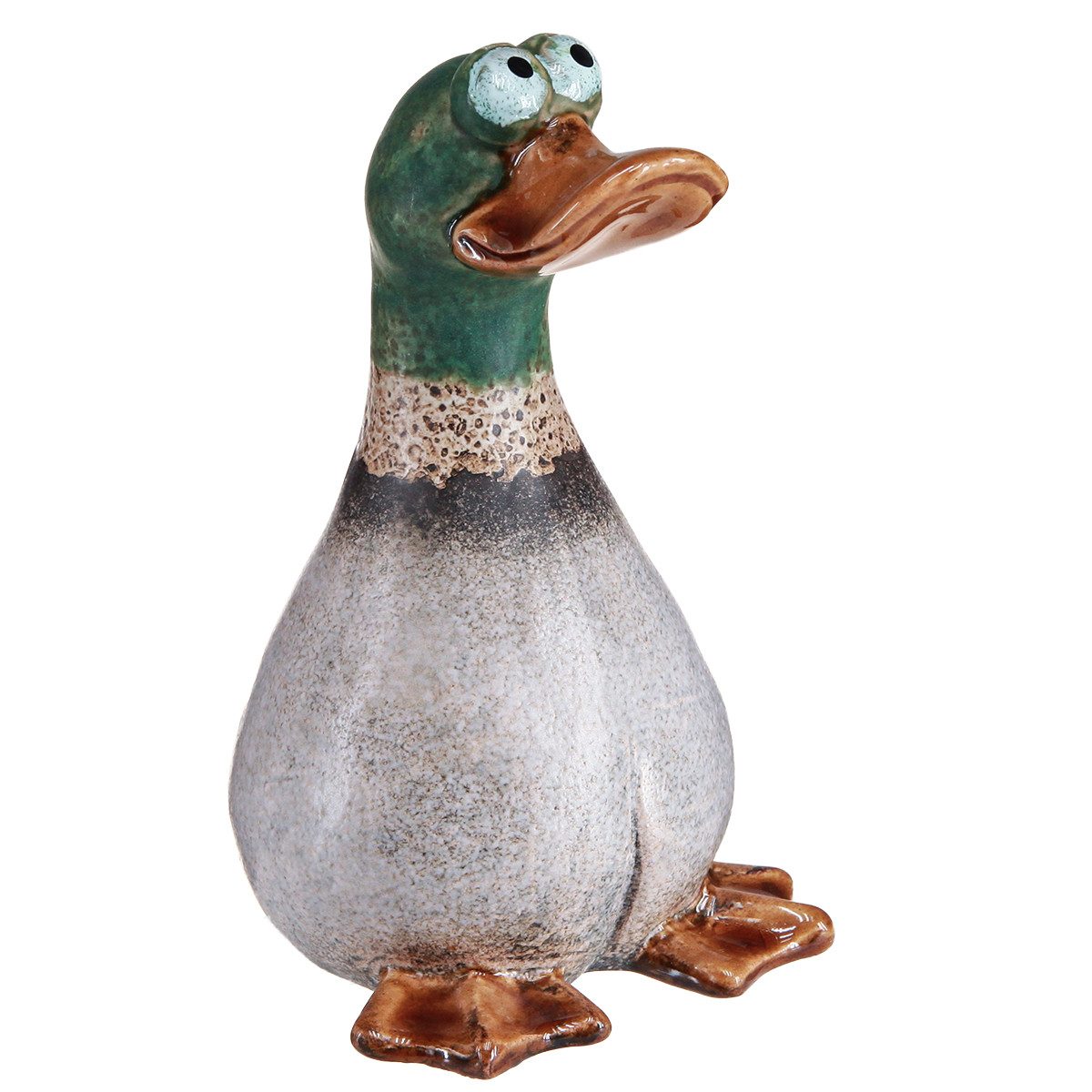 Florists Products Osterhase Keramik Enten Deko Vintage Braun Grün 17,5cm 2er Set Frühling, 2 Stück