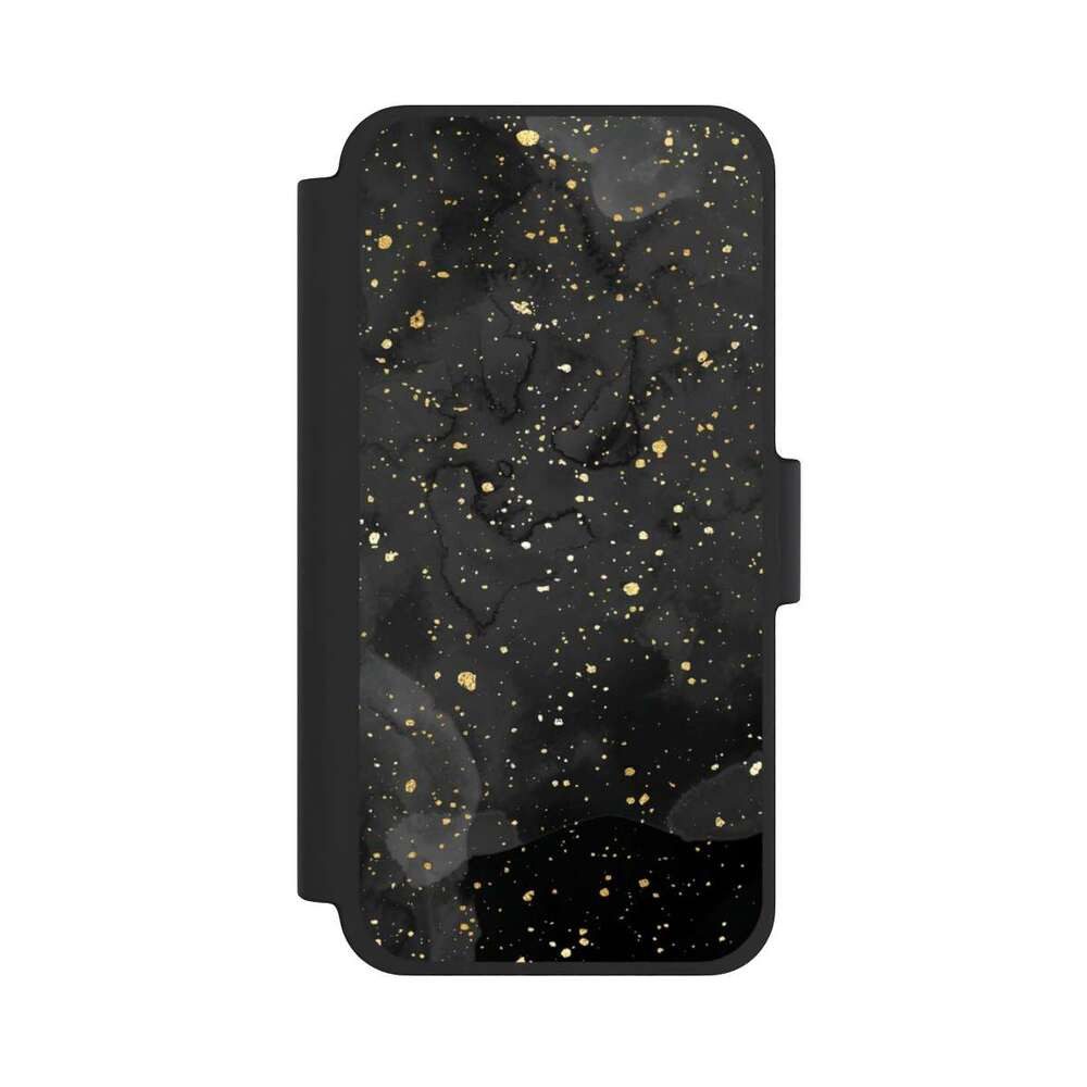 NIVOCASE Handyhülle Marmor Glitzer Look Gold & Kupfer Marble Black Gold Look Print, Apple iPhone 12 mini Klapphülle Handyhülle aus Kunst Leder