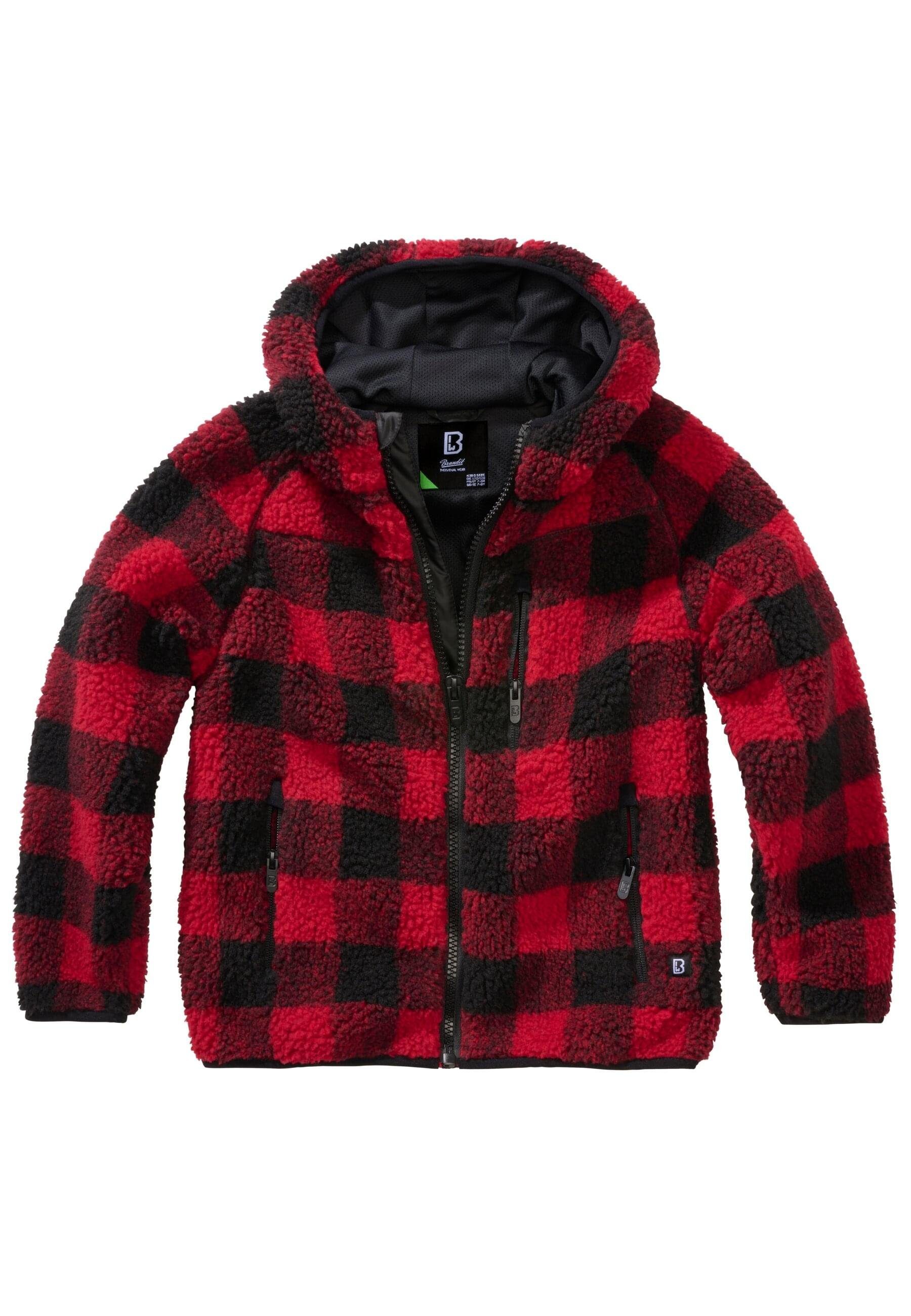 (1-St) Teddyfleecejacket red/black Kids Brandit Outdoorjacke Hood Herren