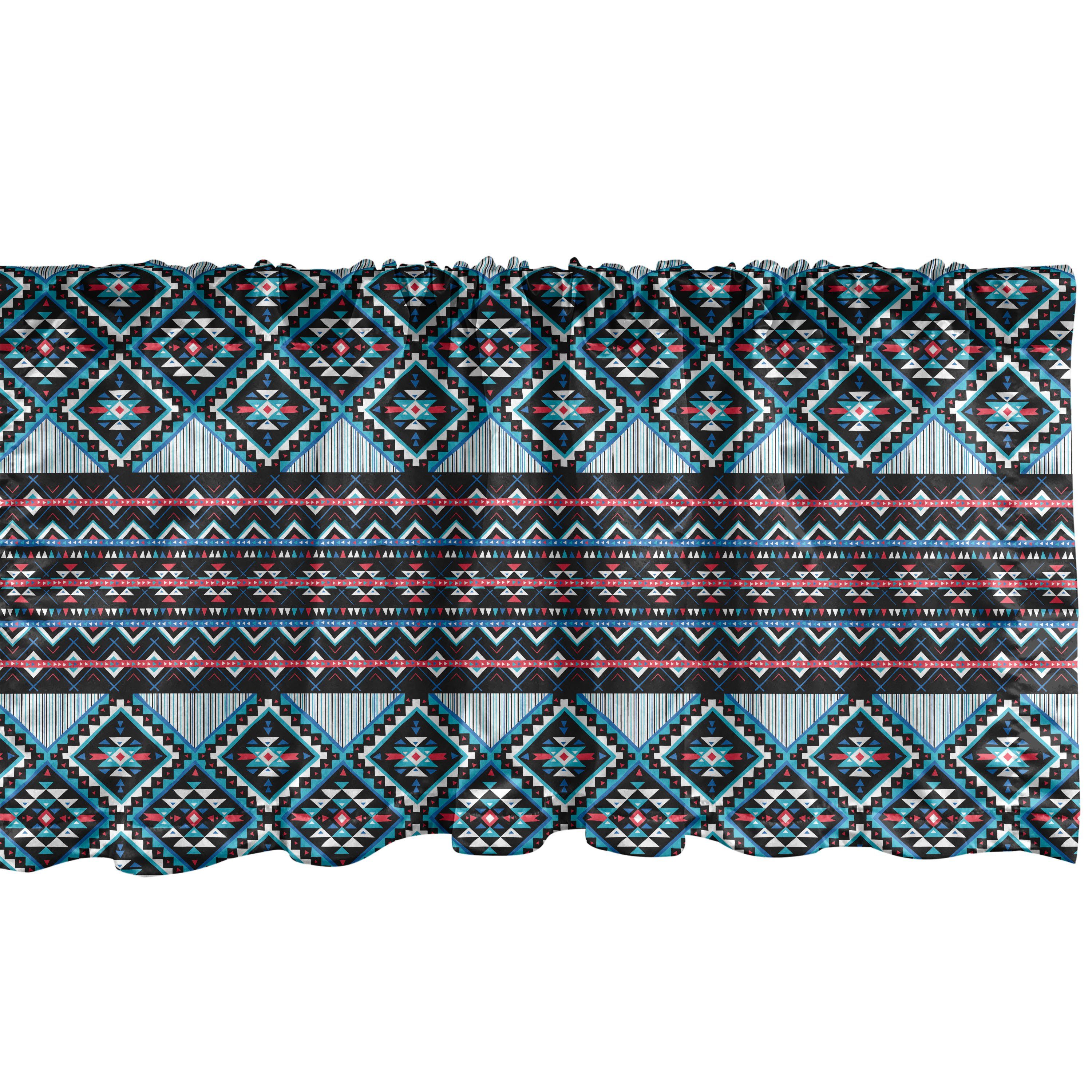 Scheibengardine Vorhang Volant für Küche Geometrische Triangles Dekor Abakuhaus, Stangentasche, Schlafzimmer Aztekisch Verziert mit Microfaser