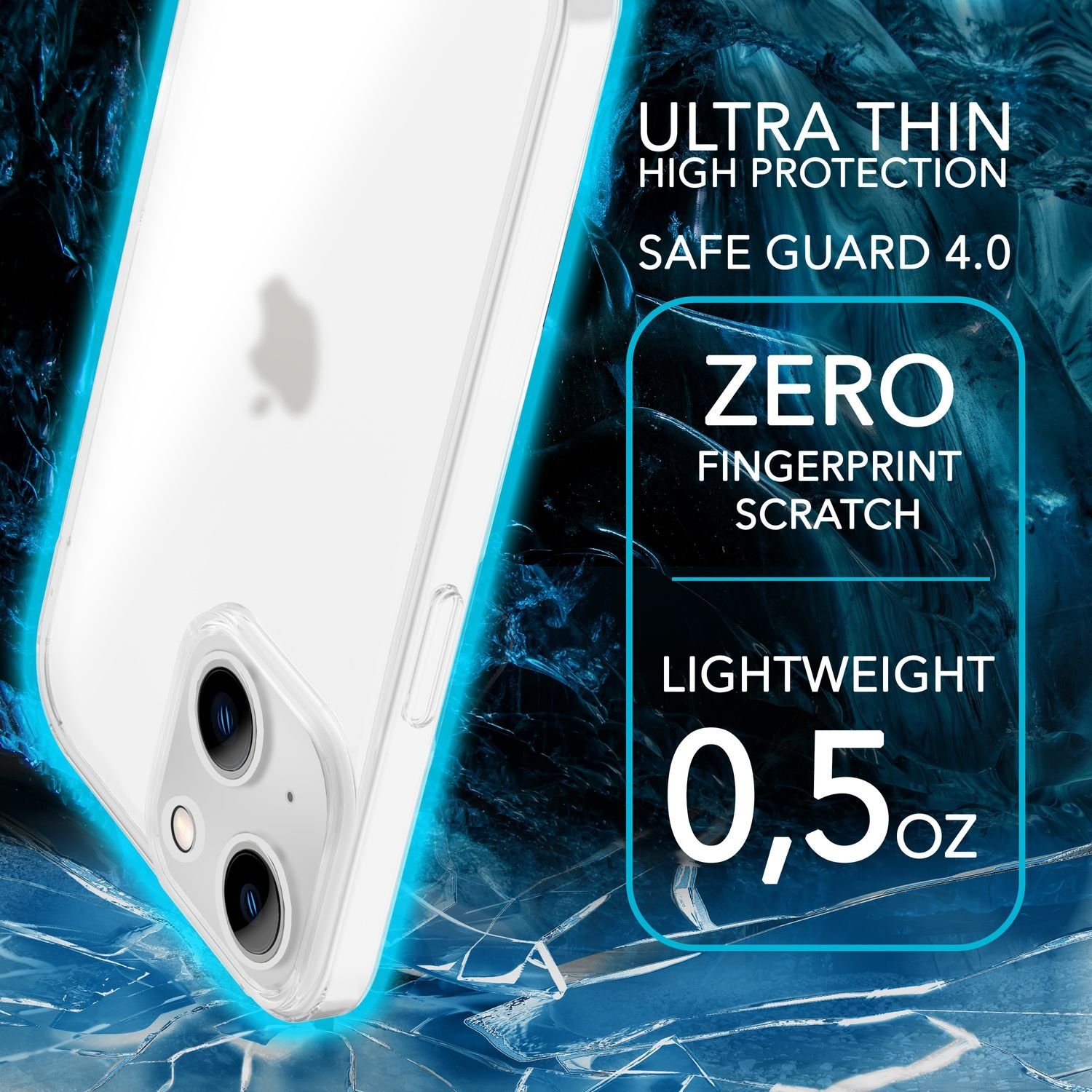 Nalia Smartphone-Hülle Apple iPhone 14 15,5 cm (6,1 Zoll), Extrem Dünnes Mattes Hardcase / 0,3mm Schlanke Hülle / Durchscheinend