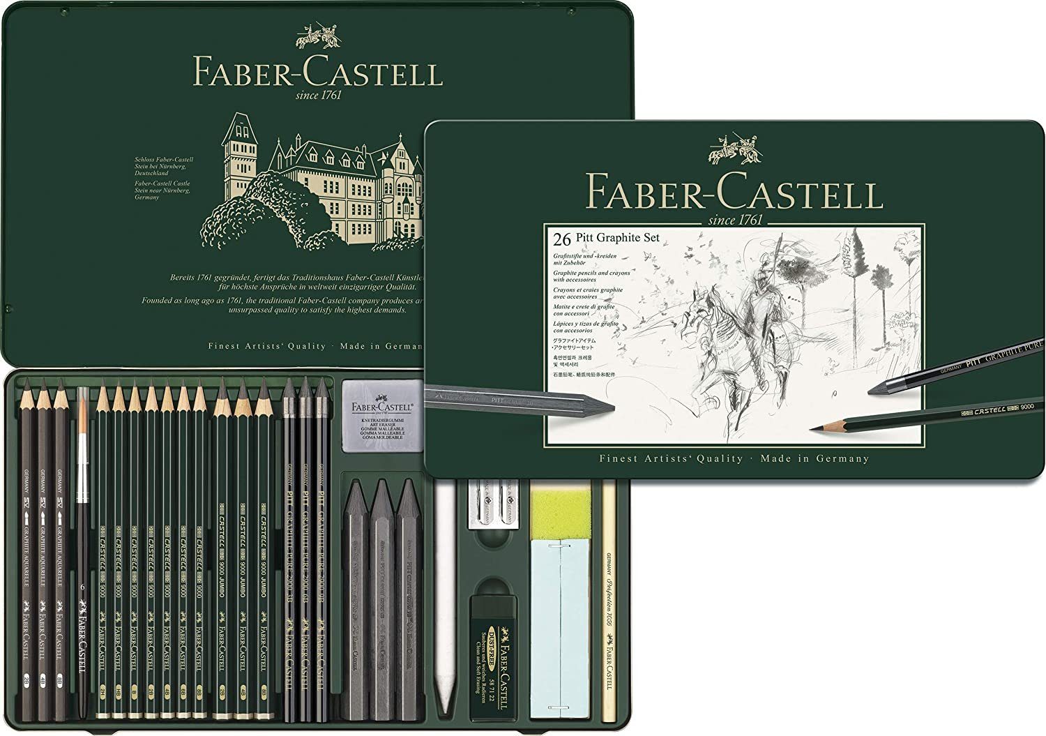 Thumbnail - Faber-Castell Zeichenkohle Faber-Castell Set Pitt Graphite - groß - 26er Metalletui