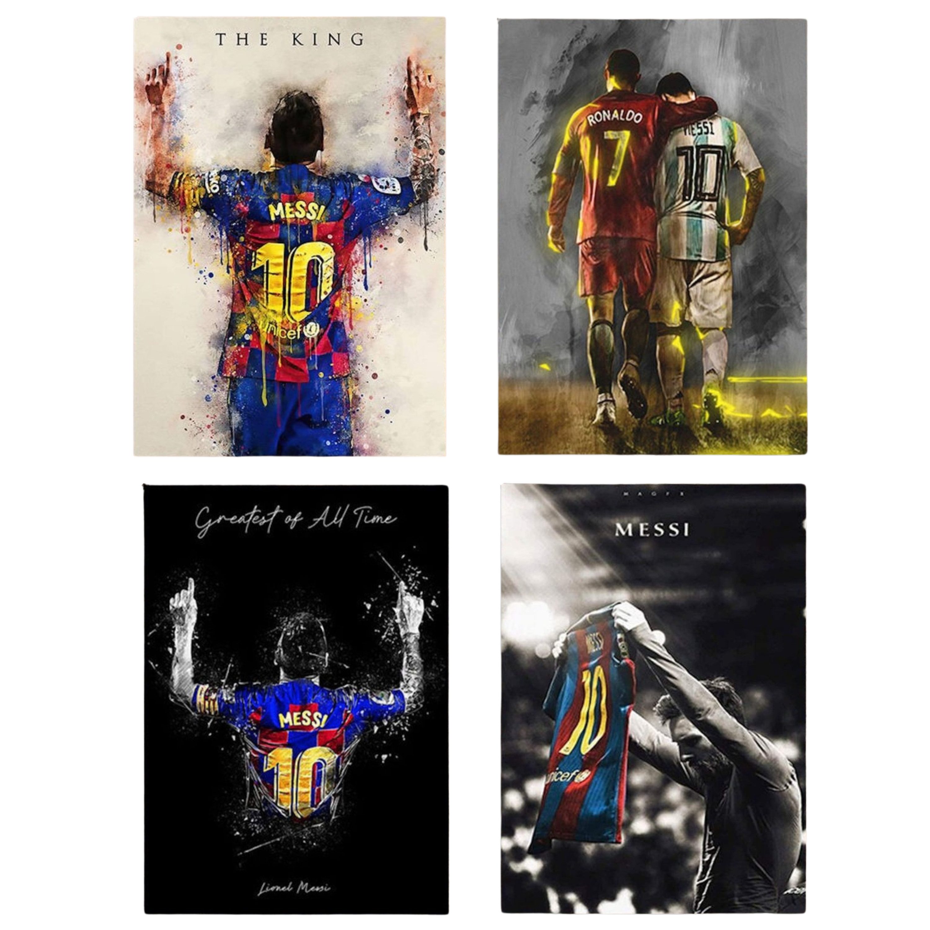 JUSTGOODMOOD Poster Fußball Lionel Messi Ronaldo Deko Print ohne Rahmen A 60 x 90 cm, A (1 St)